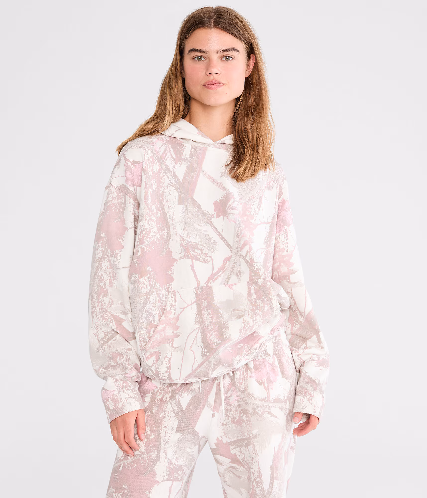 Cloud Soft Forest Camo Pullover Hoodie cream