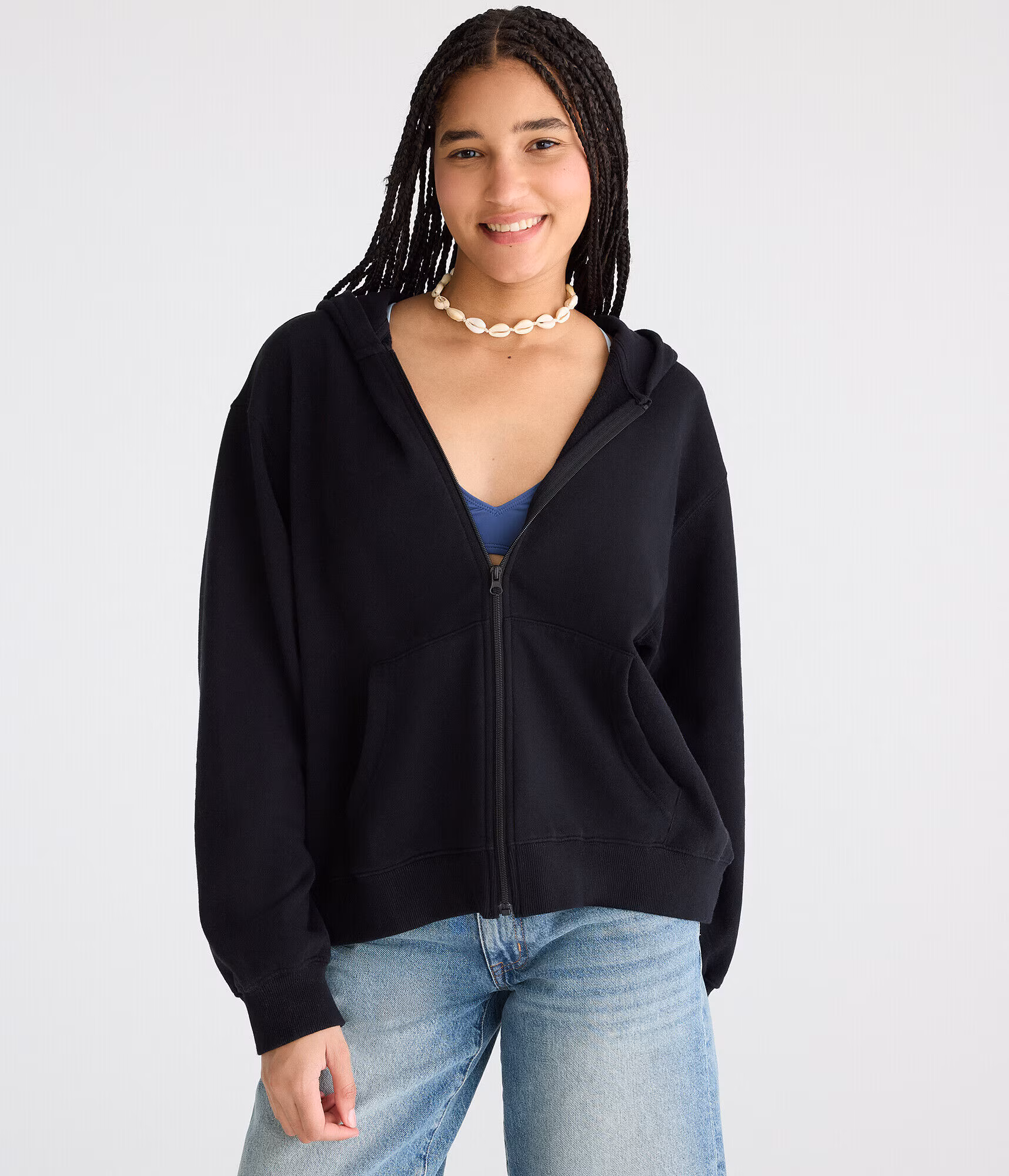 Cloud Soft Oversized Full-Zip Hoodie black fox