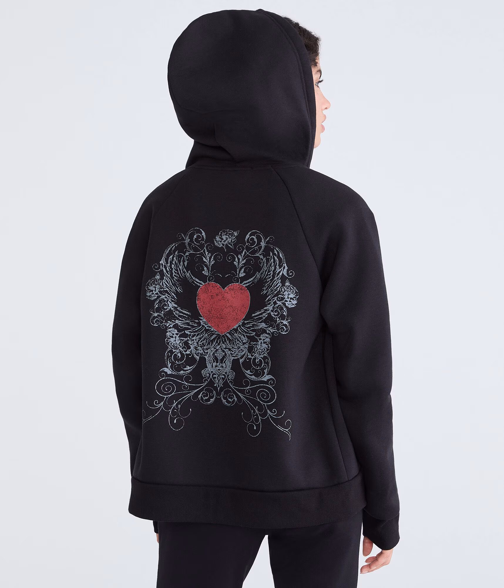 Cloud Soft Winged Heart Full-Zip Hoodie black
