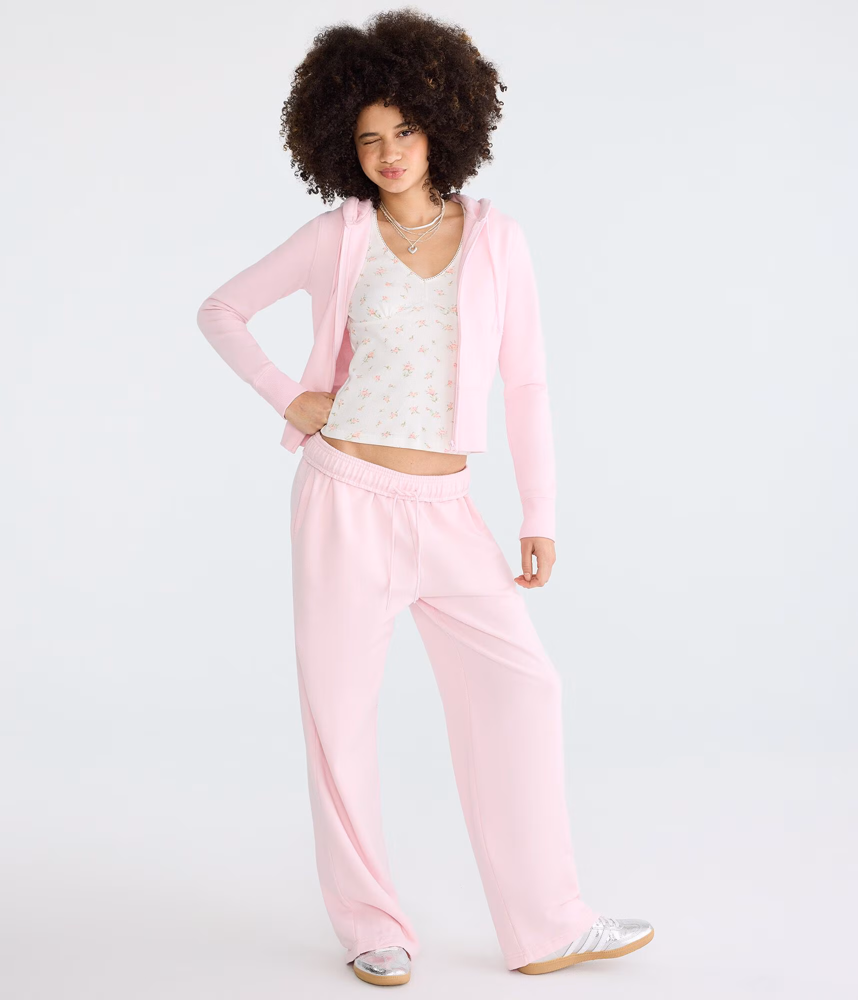 Cloud Soft Cropped Full-Zip Hoodie mermaid pink