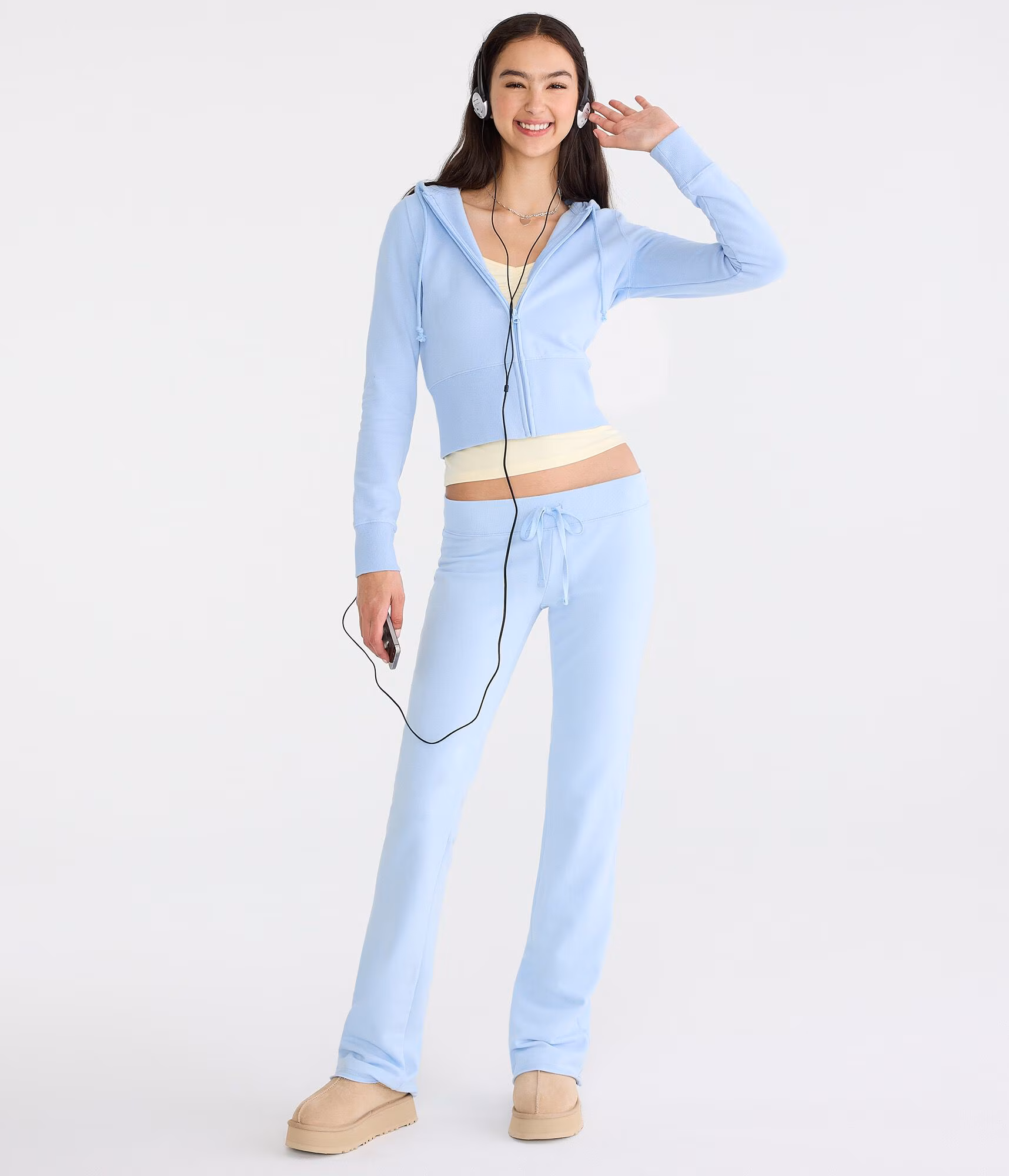 Cloud Soft Cropped Full-Zip Hoodie skylark blue