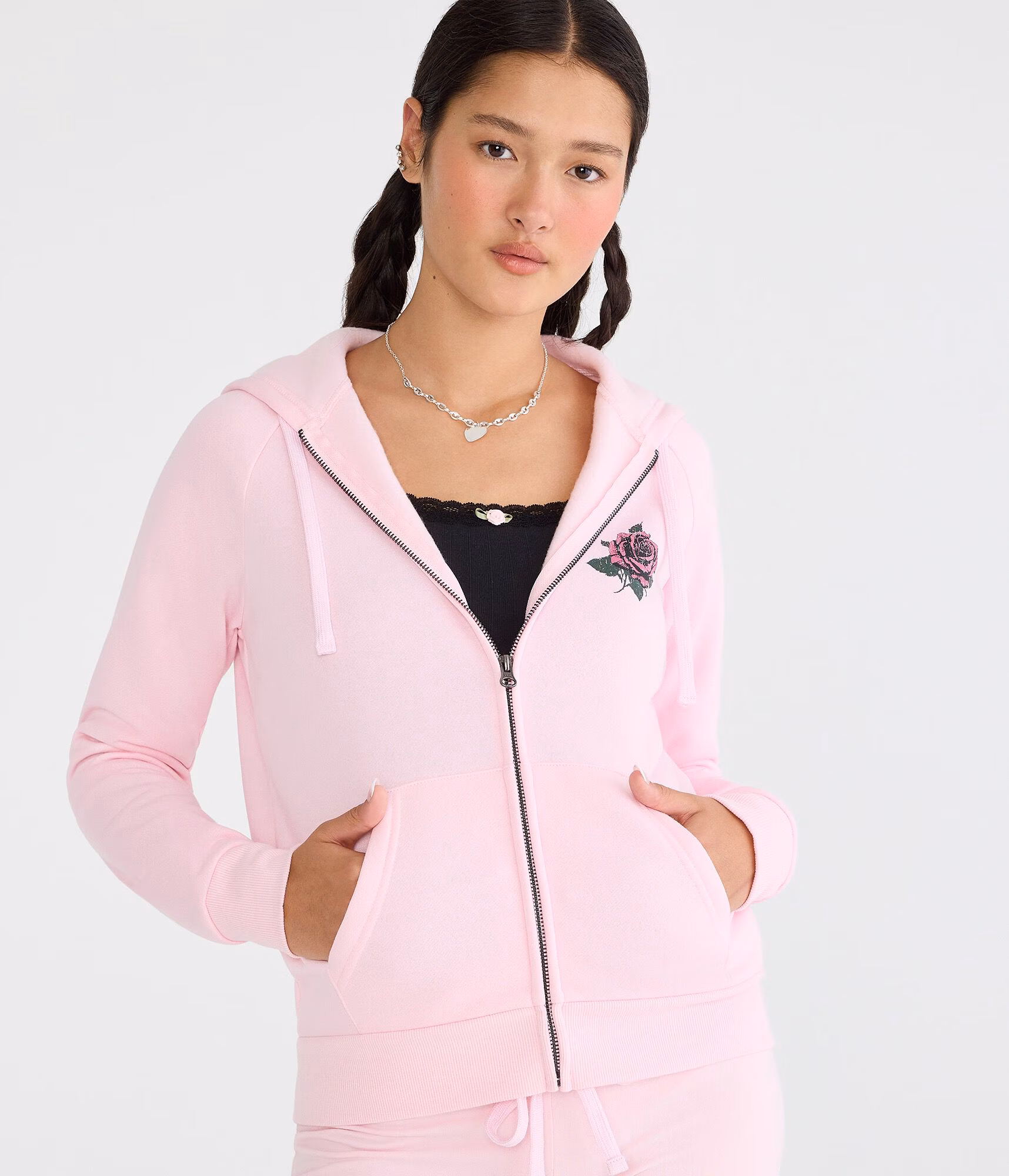 Cloud Soft Rose Locket Full-Zip Hoodie mermaid pink