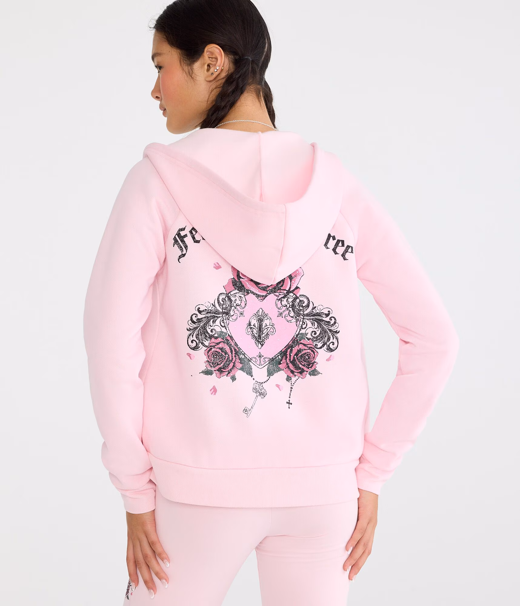 Cloud Soft Rose Locket Full-Zip Hoodie mermaid pink