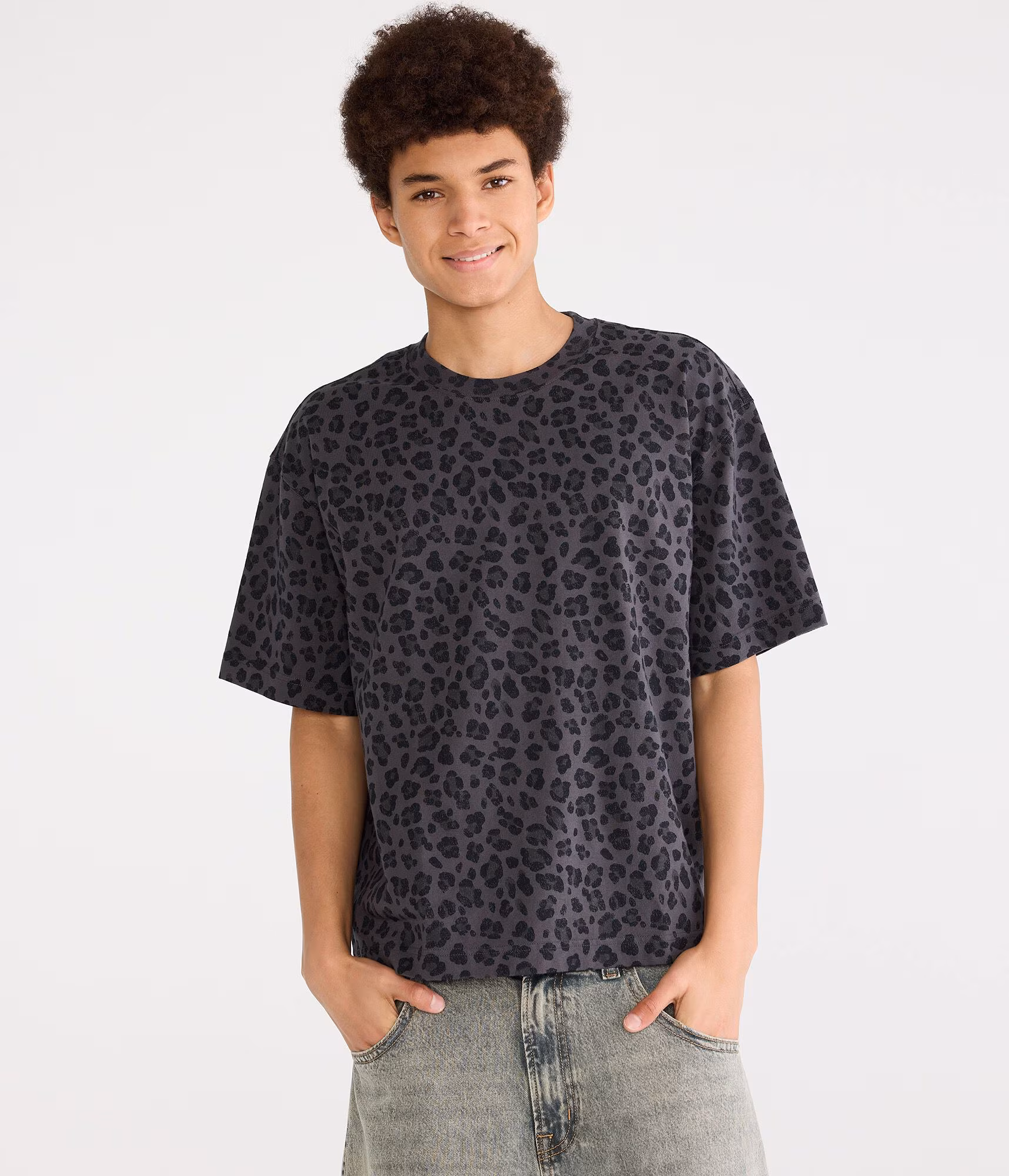 Leopard Print Heavyweight Boxy Crew Tee magnet