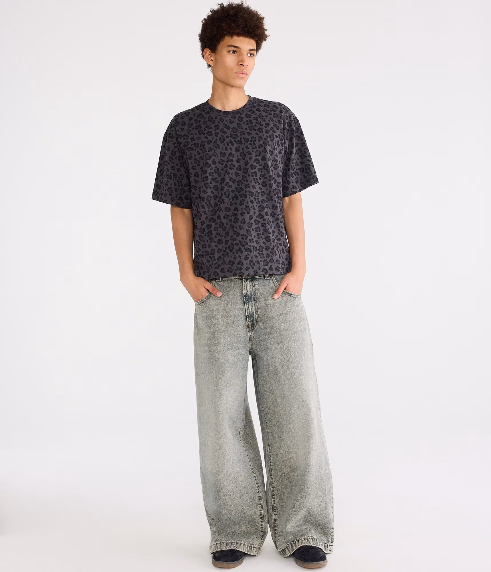 Leopard Print Heavyweight Boxy Crew Tee magnet