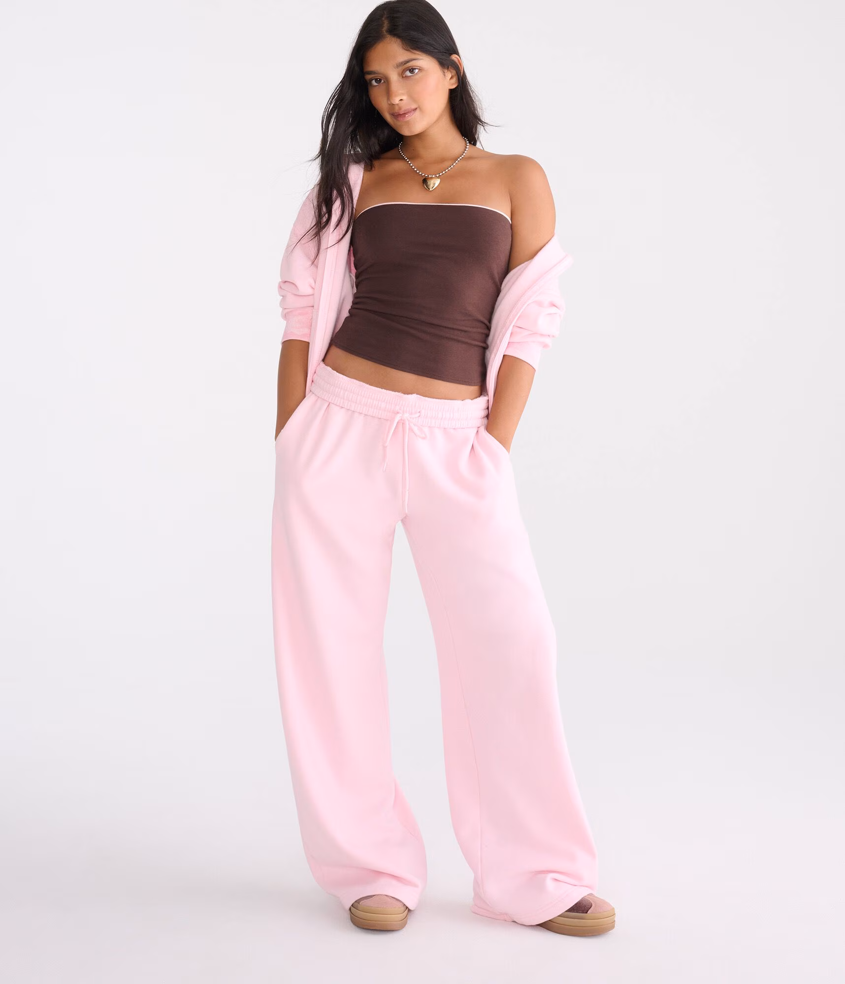 Cloud Soft Camo-Trim Oversized Full-Zip Hoodie mermaid pink