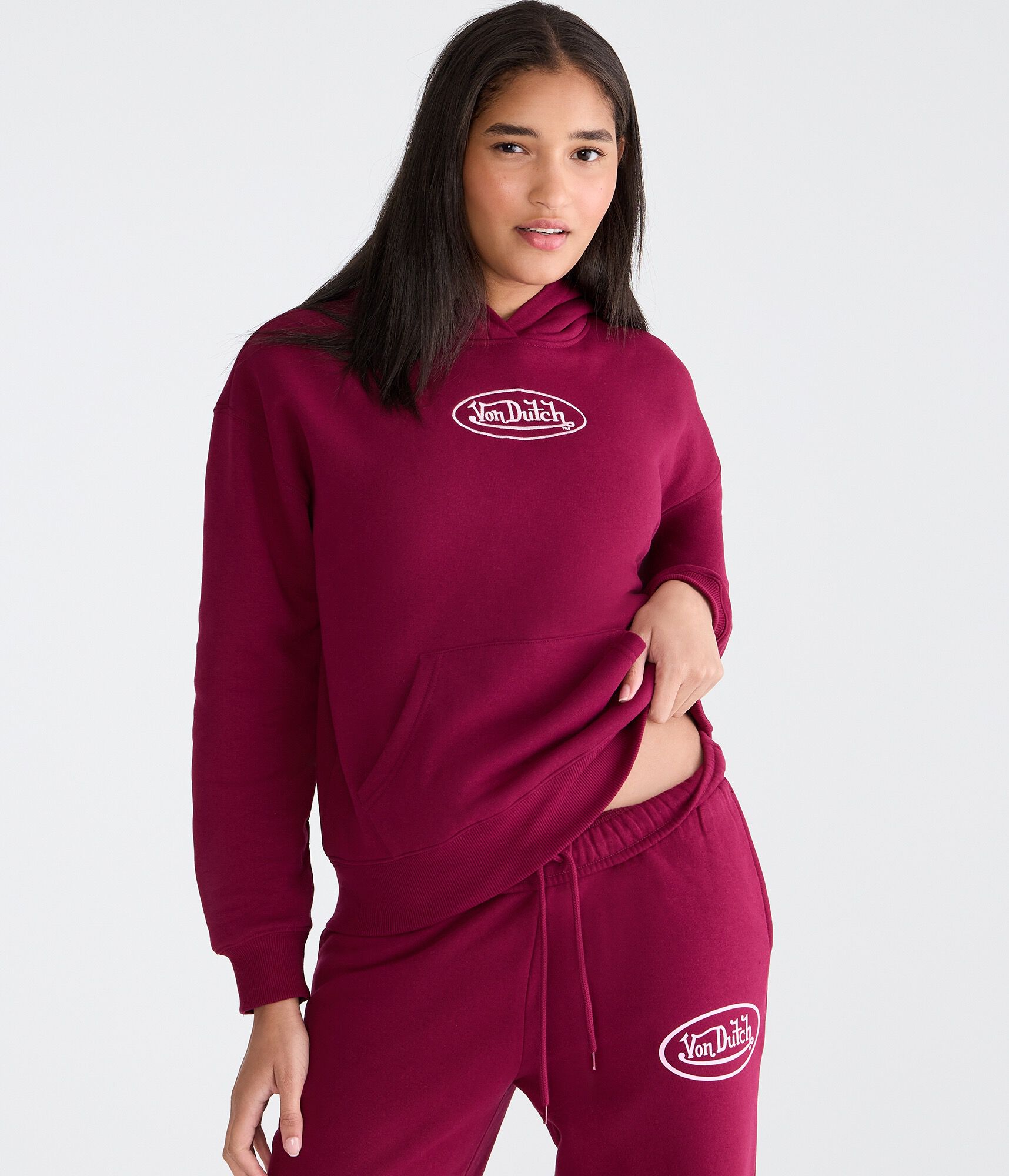 Von Dutch Logo Pullover Hoodie deep claret