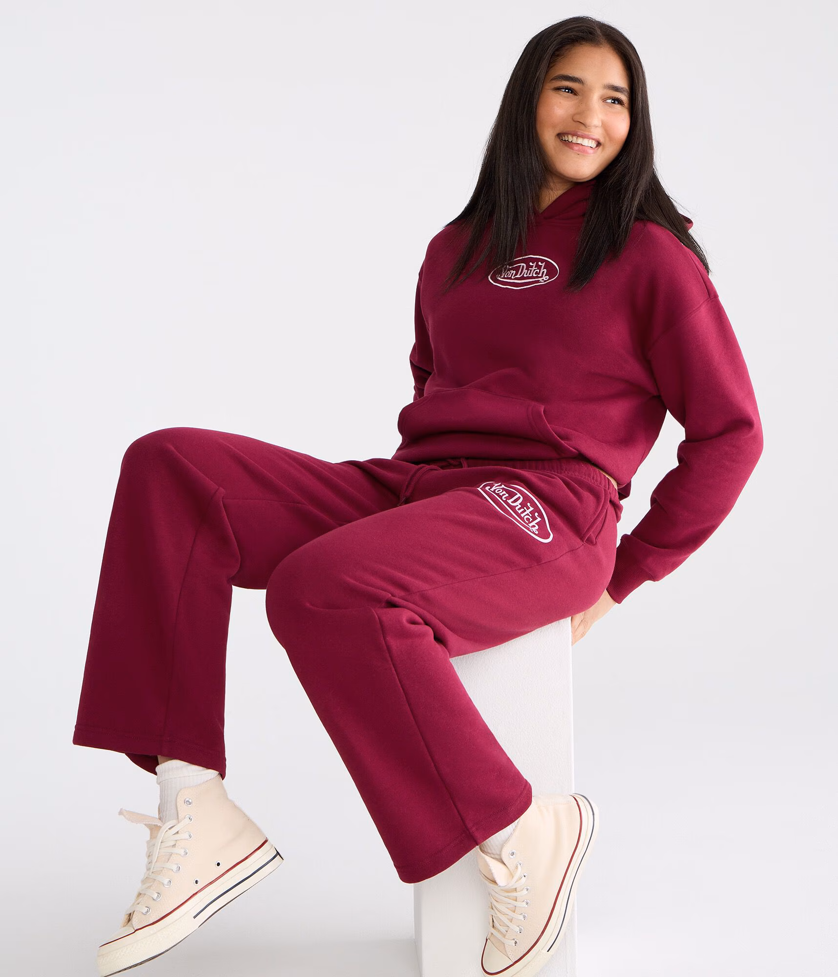 Von Dutch Logo Pullover Hoodie deep claret