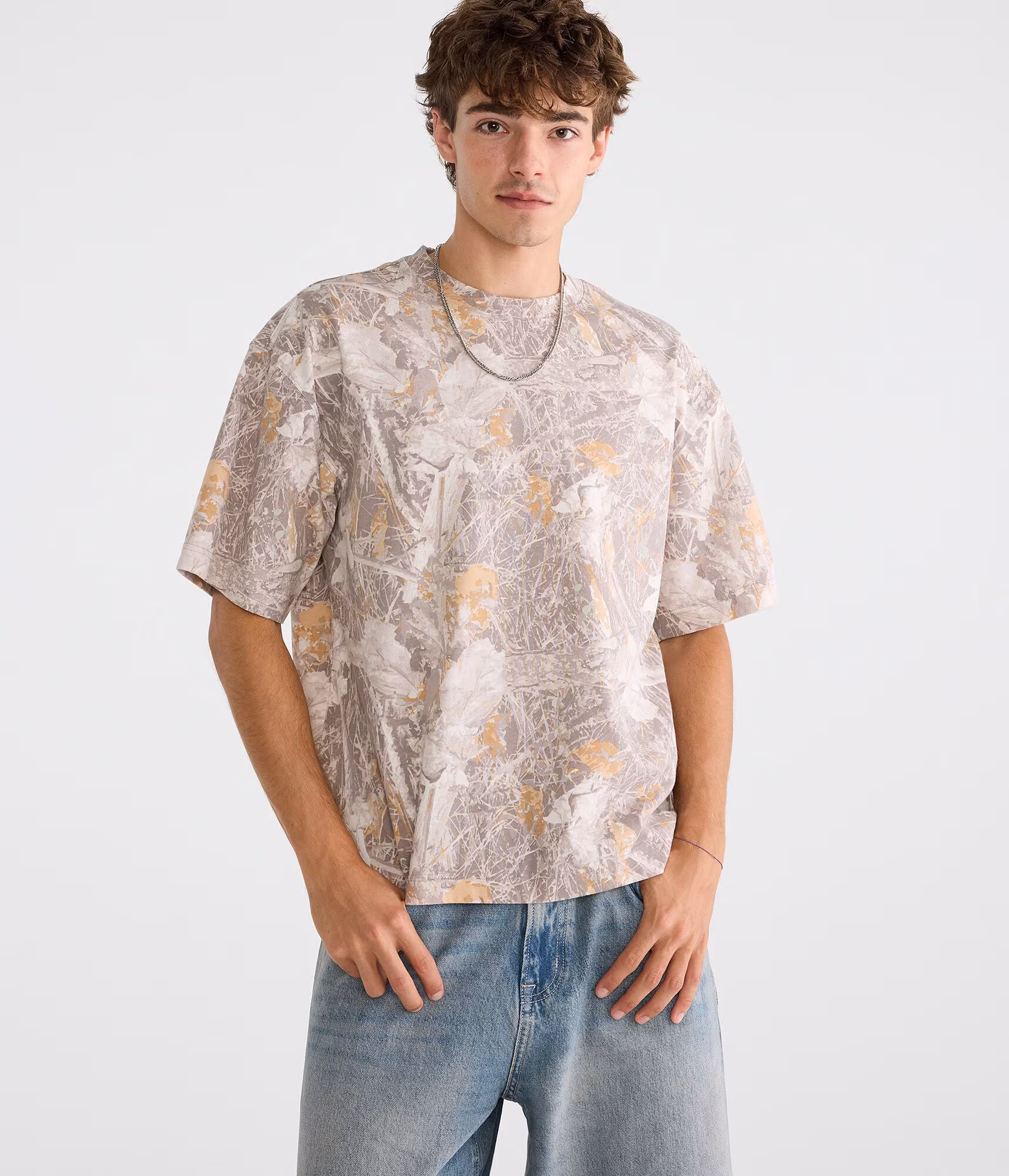 Forest Camo Heavyweight Boxy Crew Tee garland