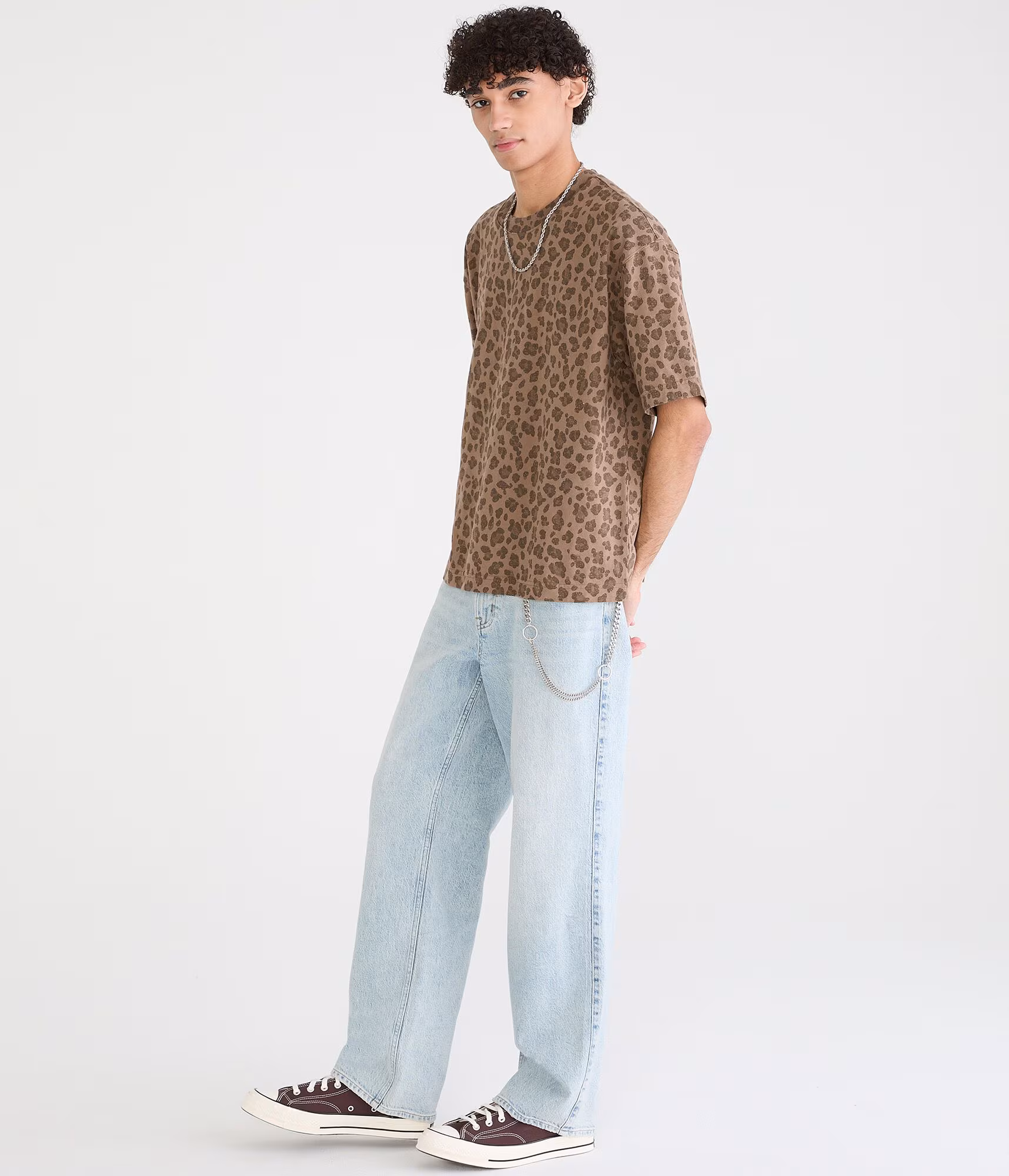 Leopard Print Heavyweight Crew Tee biscuit