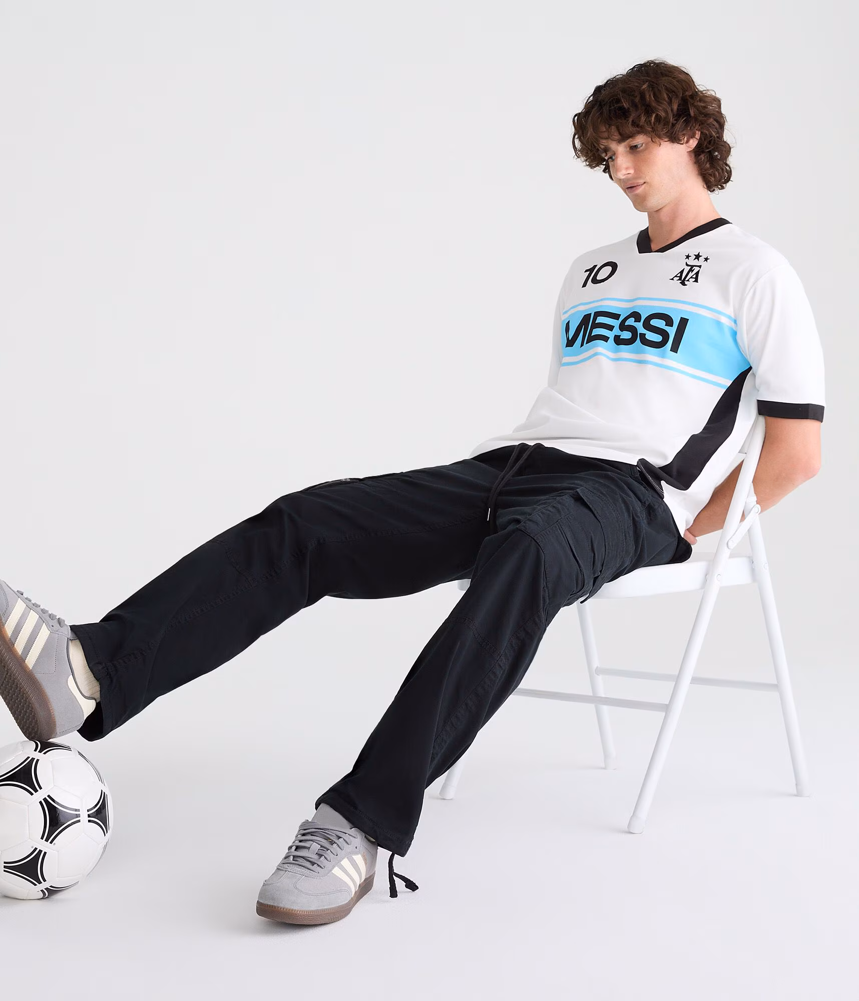 Argentina Messi 10 V-Neck Soccer Jersey white