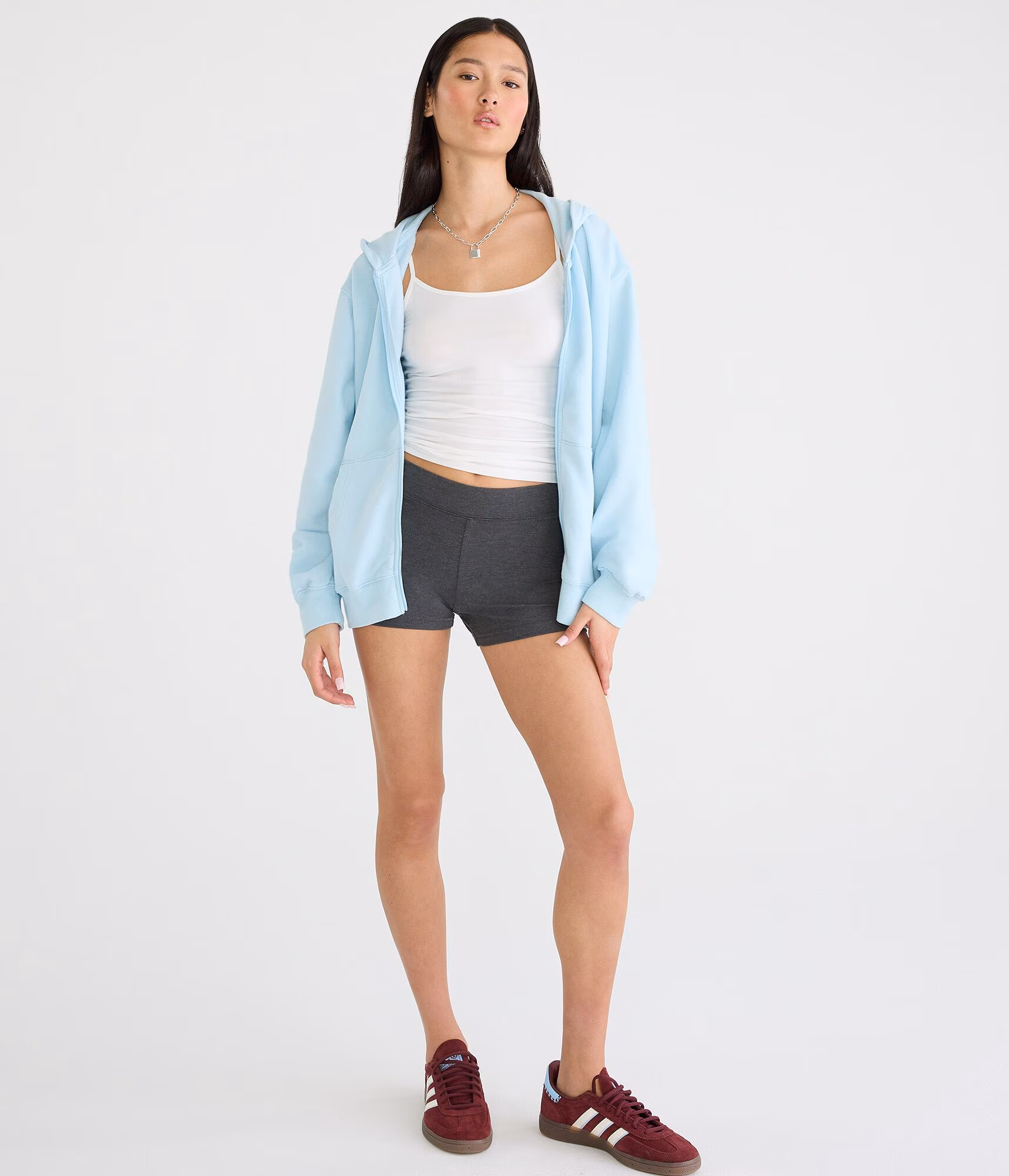 High-Rise Booty Shorts charcoal heather grey