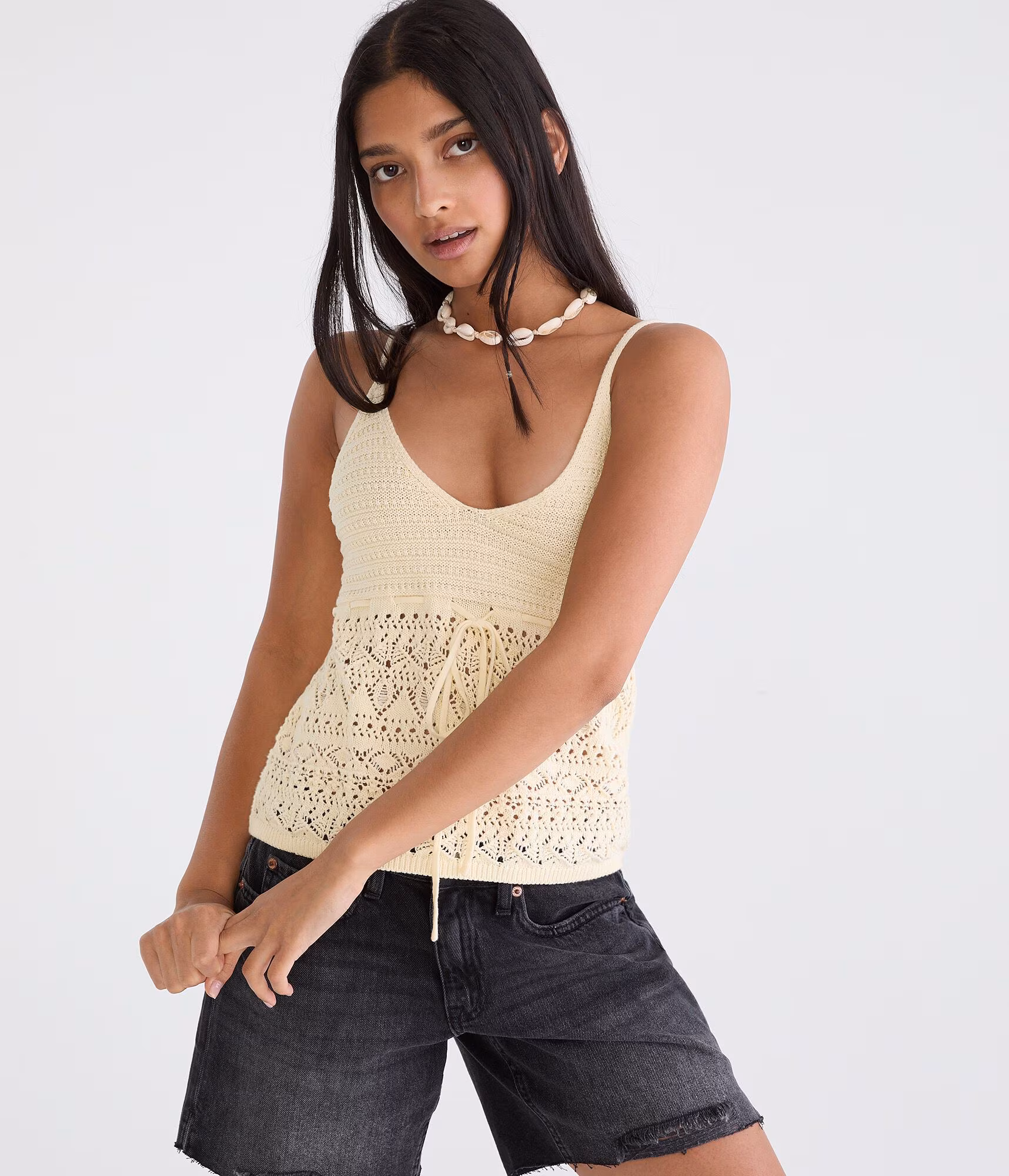 Babydoll Sweater V-Neck Tank Top gold tensel