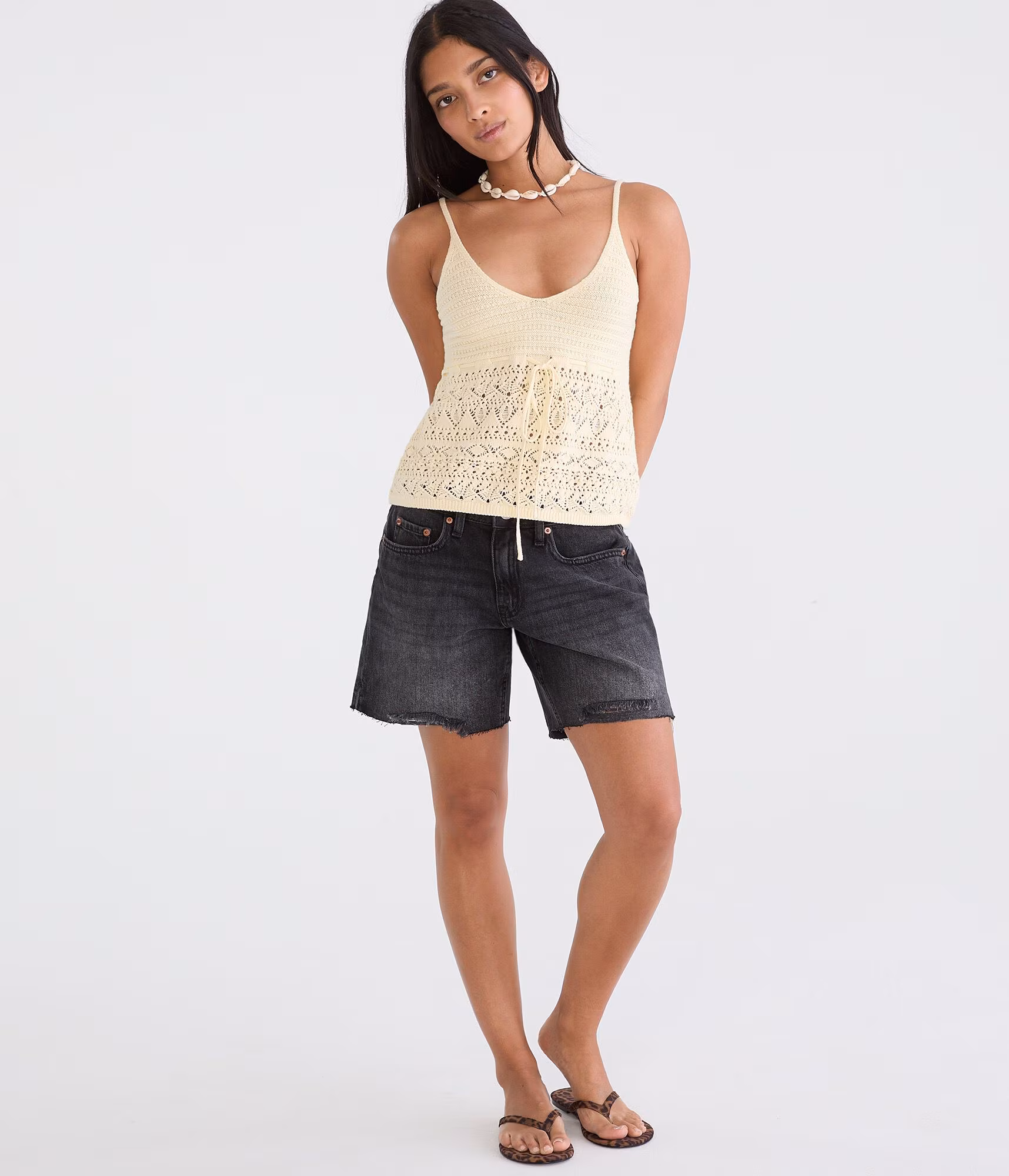 Babydoll Sweater V-Neck Tank Top gold tensel