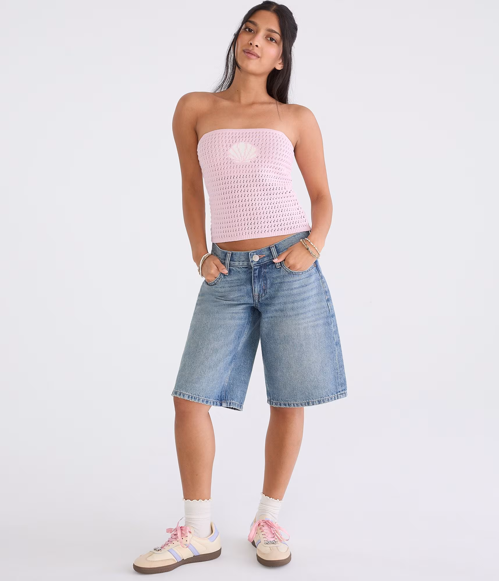 Seashell Sweater Tube Top mermaid pink