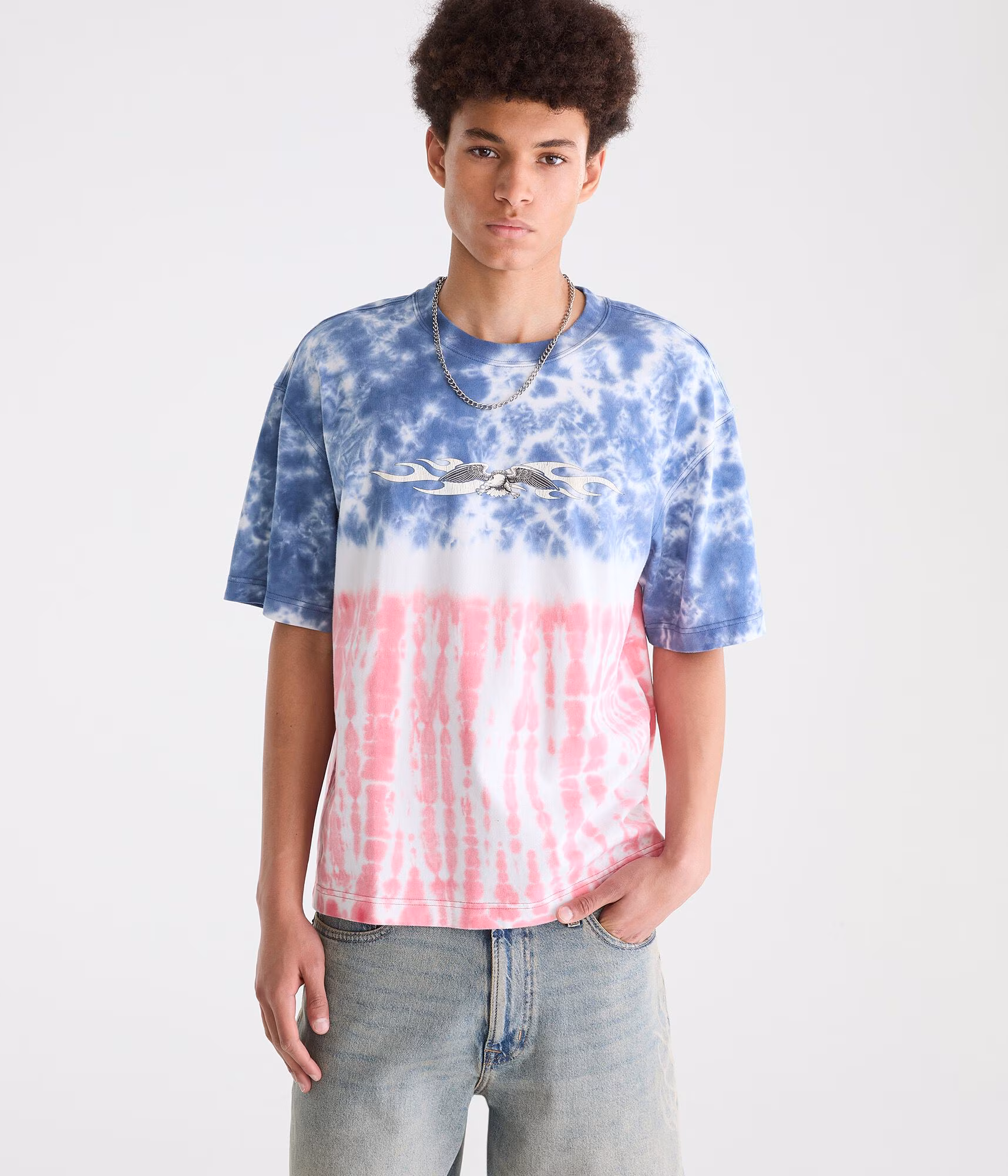 Eagle Tattoo Americana Tie-Dye Graphic Tee cream