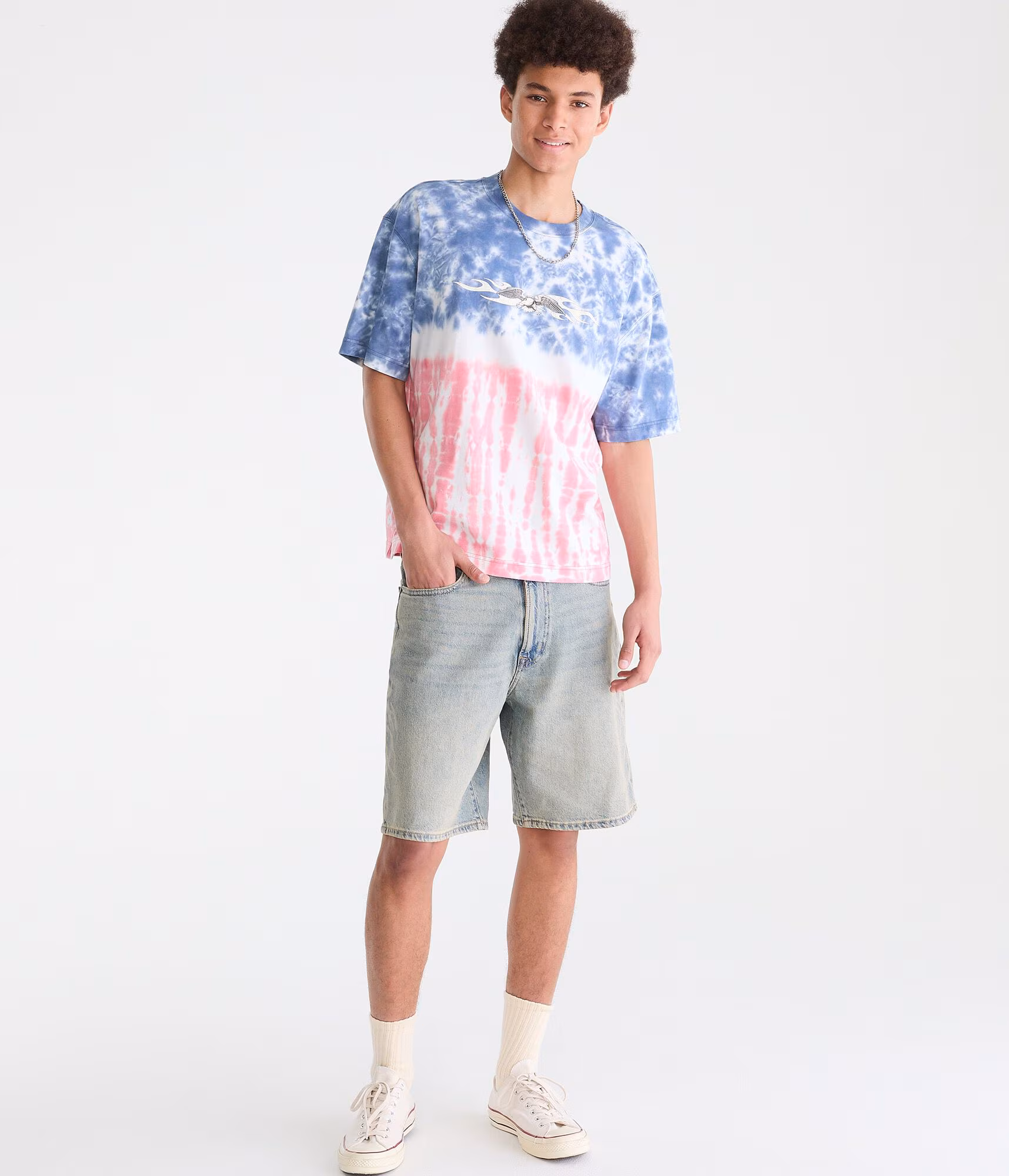 Eagle Tattoo Americana Tie-Dye Graphic Tee cream