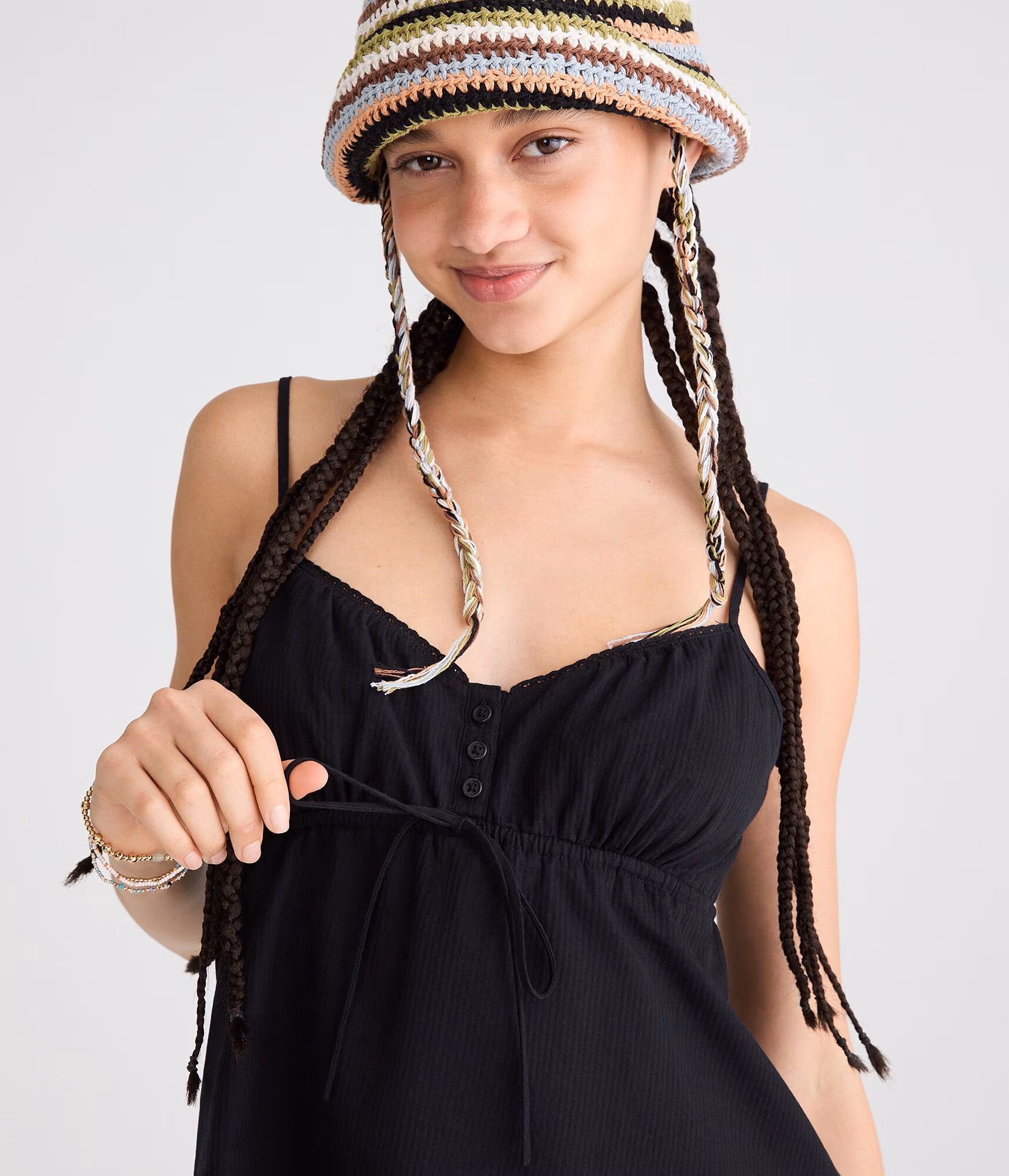 Tonal Stripe Babydoll Cami black fox