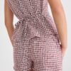 Déjà For Aero Plaid Tie-Back Blouse ruby wine