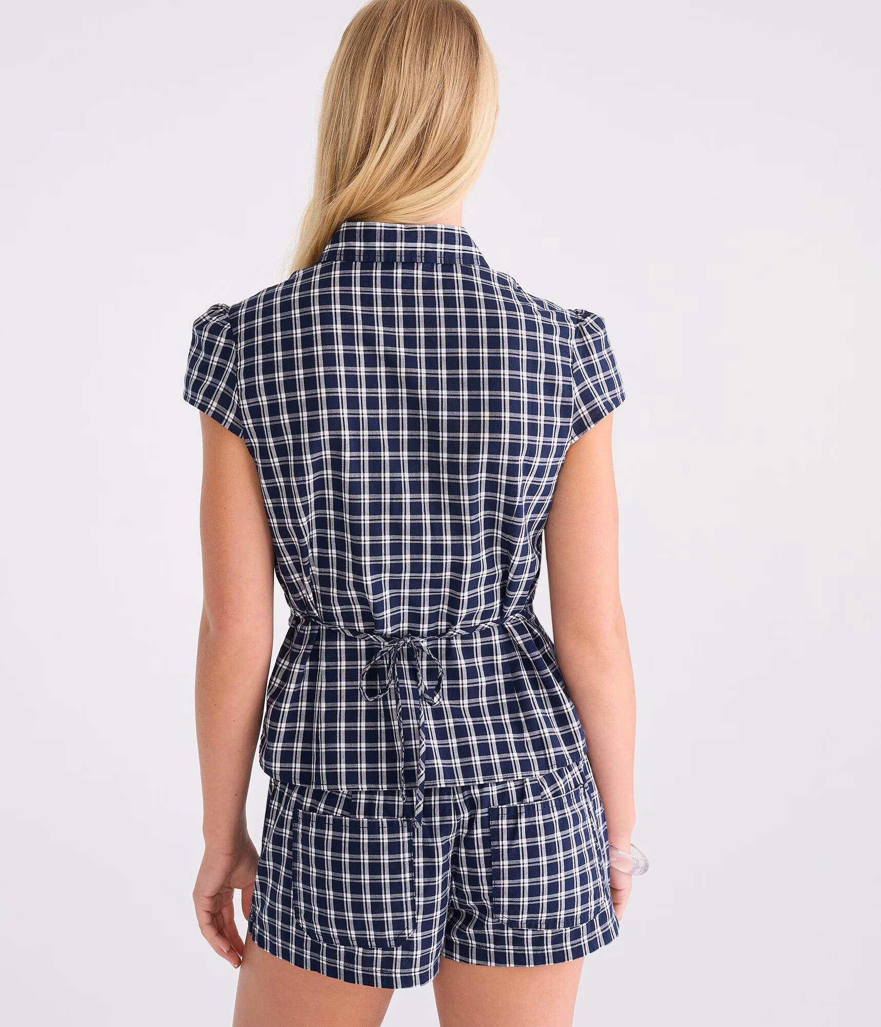 Déjà For Aero Plaid Tie-Back Blouse vintage indigo