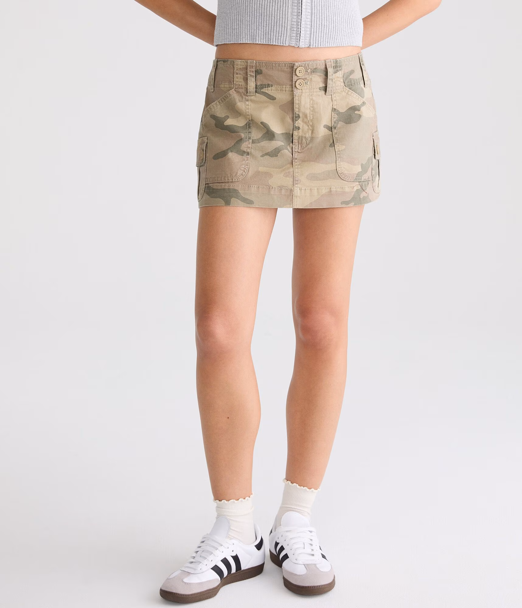 Twill Cargo Low-Rise Mini Skirt organic olive