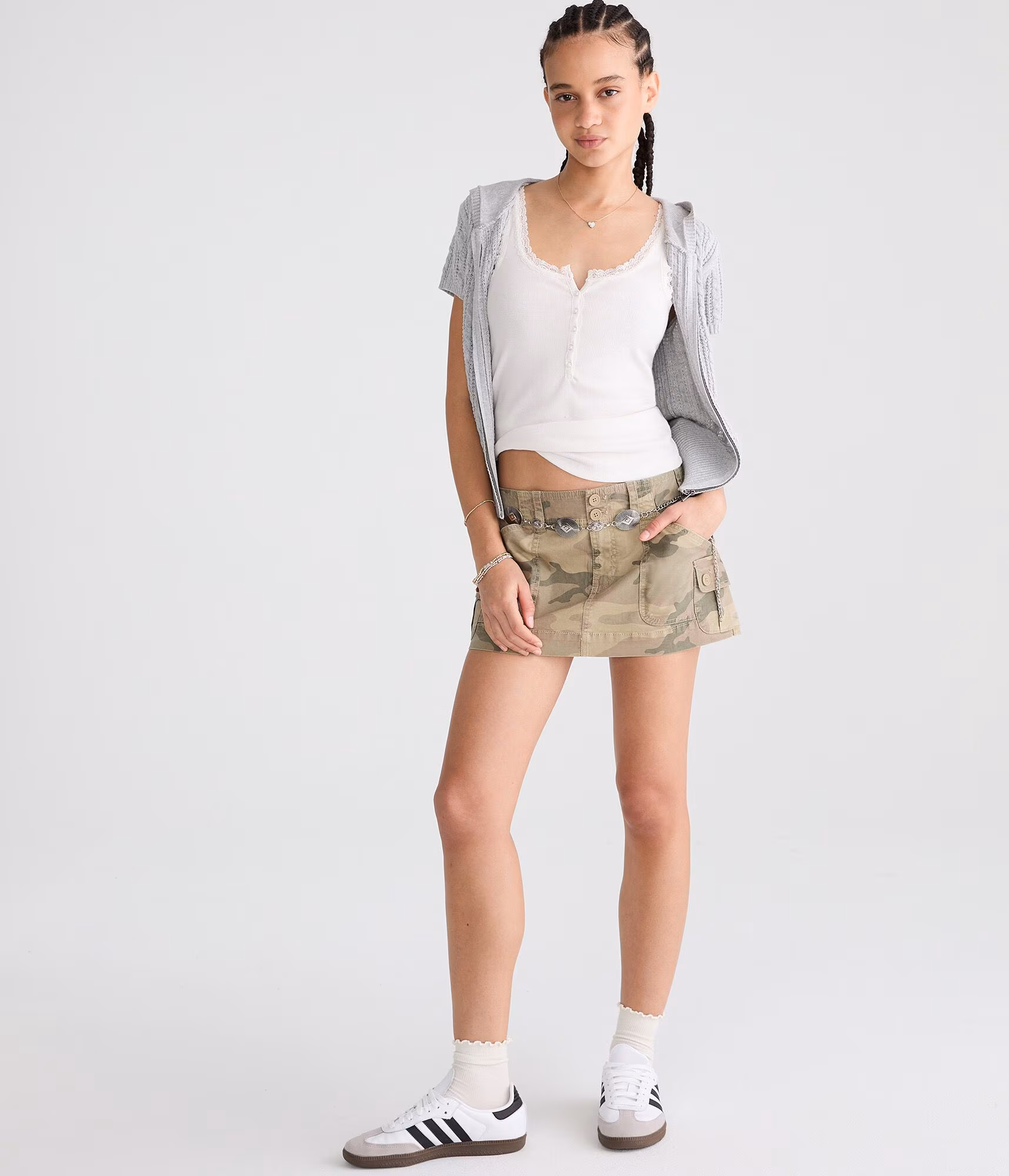 Twill Cargo Low-Rise Mini Skirt organic olive