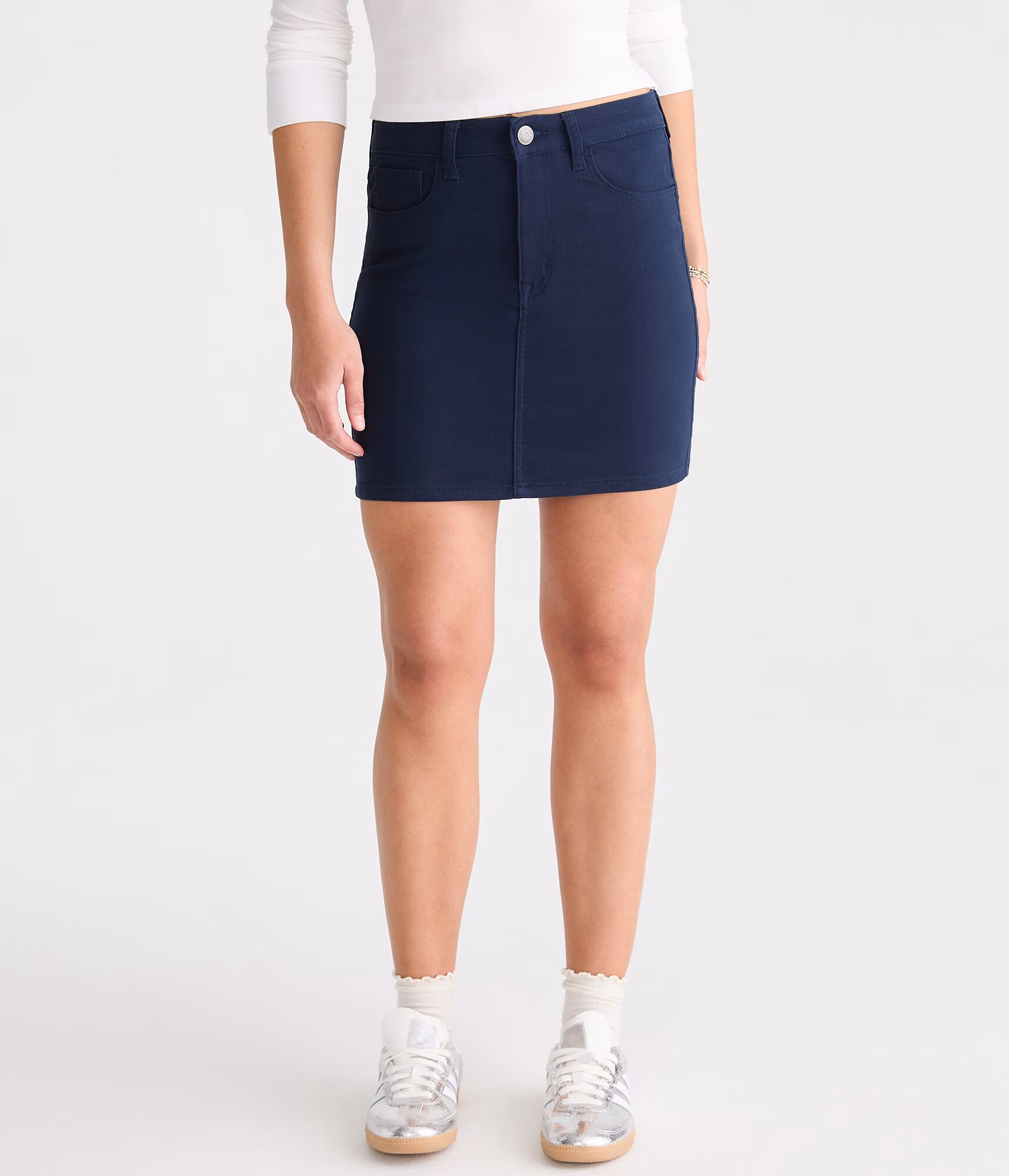 High-Waisted 16" Uniform Skirt navy prep