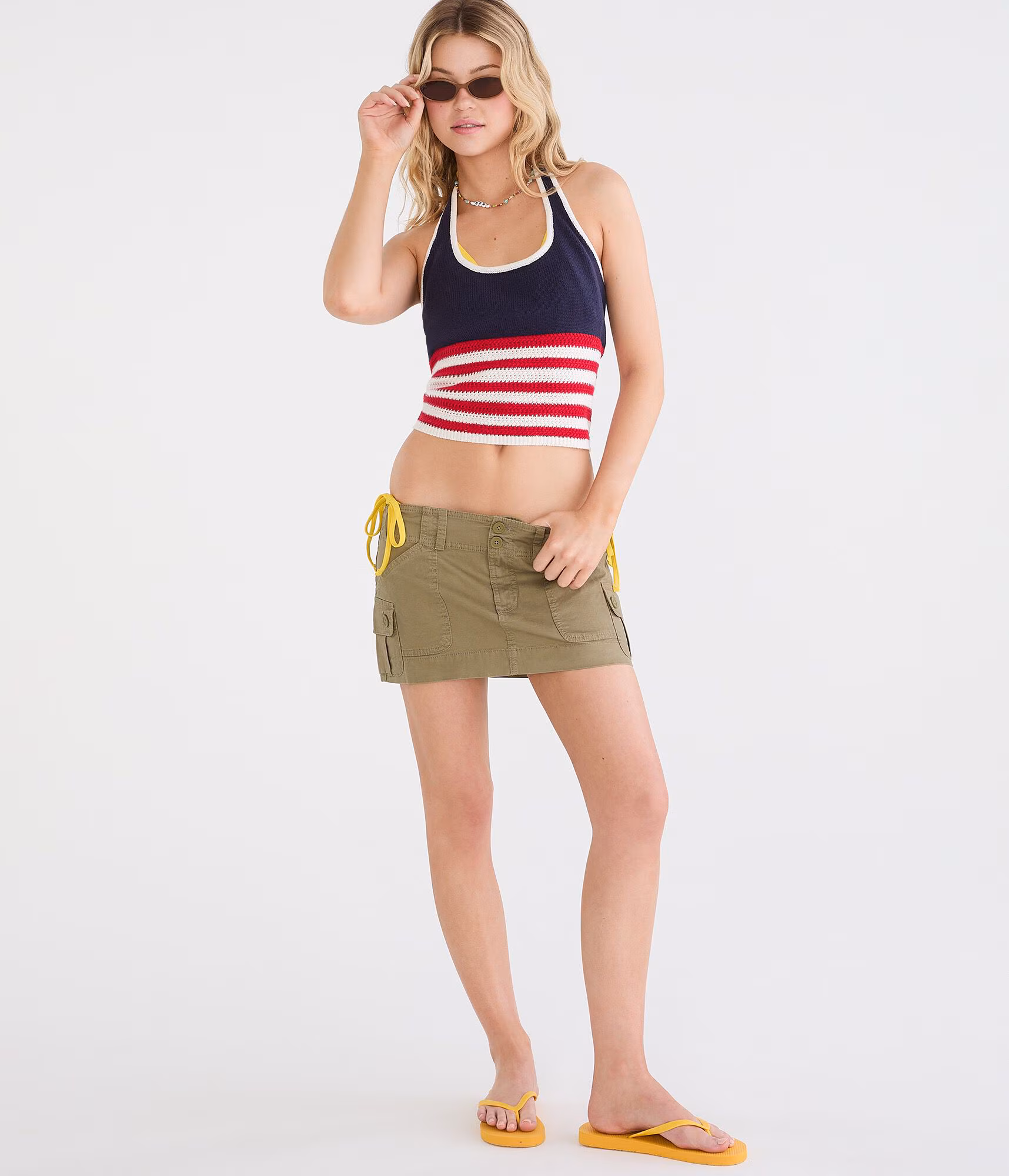 Twill Cargo Low-Rise Mini Skirt calliste green