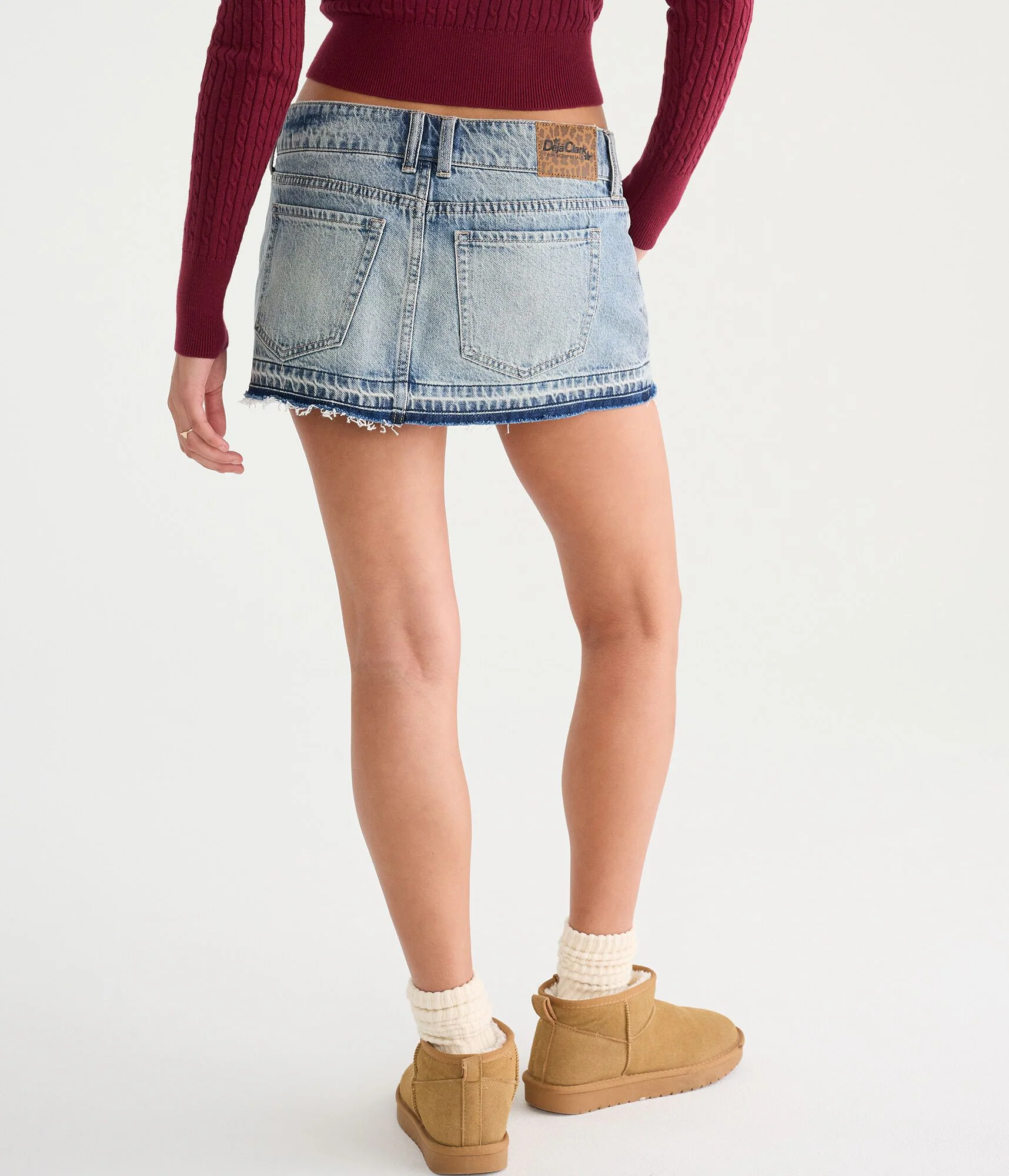 Déjà For Aero Bow Chain Low-Rise Micro Denim Skirt medium wash