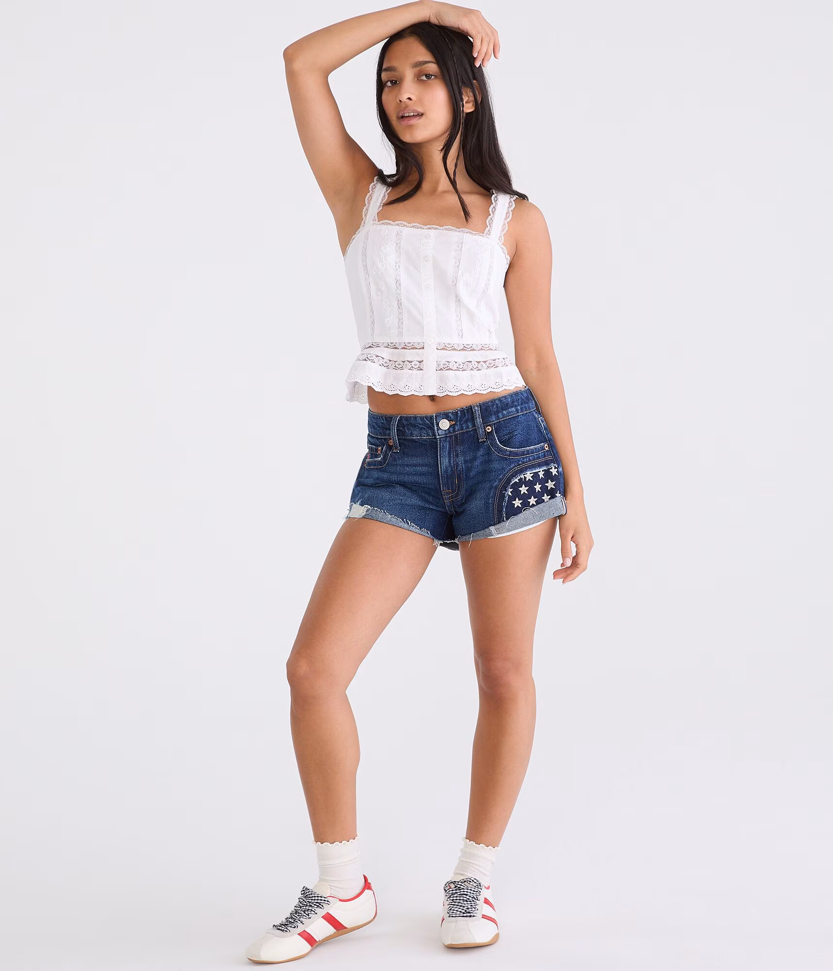 Vintage Low-Rise Denim Shorty Shorts dark wash