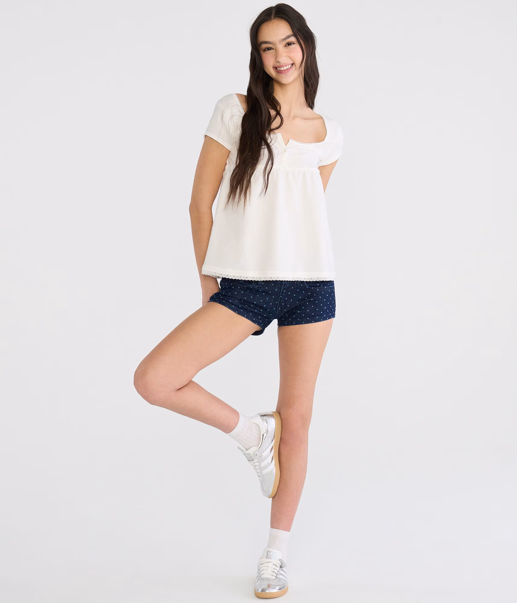 Super Low-Rise Micro Denim Shorts dark wash