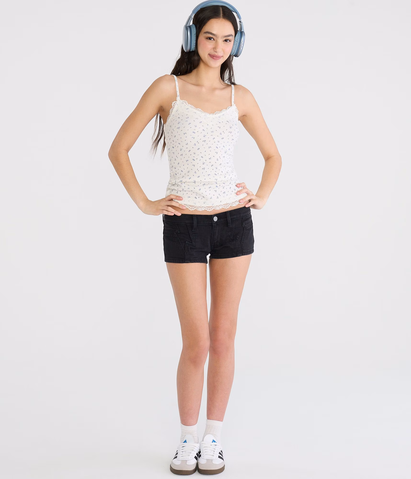 Super Low-Rise Micro Denim Shorts black wash