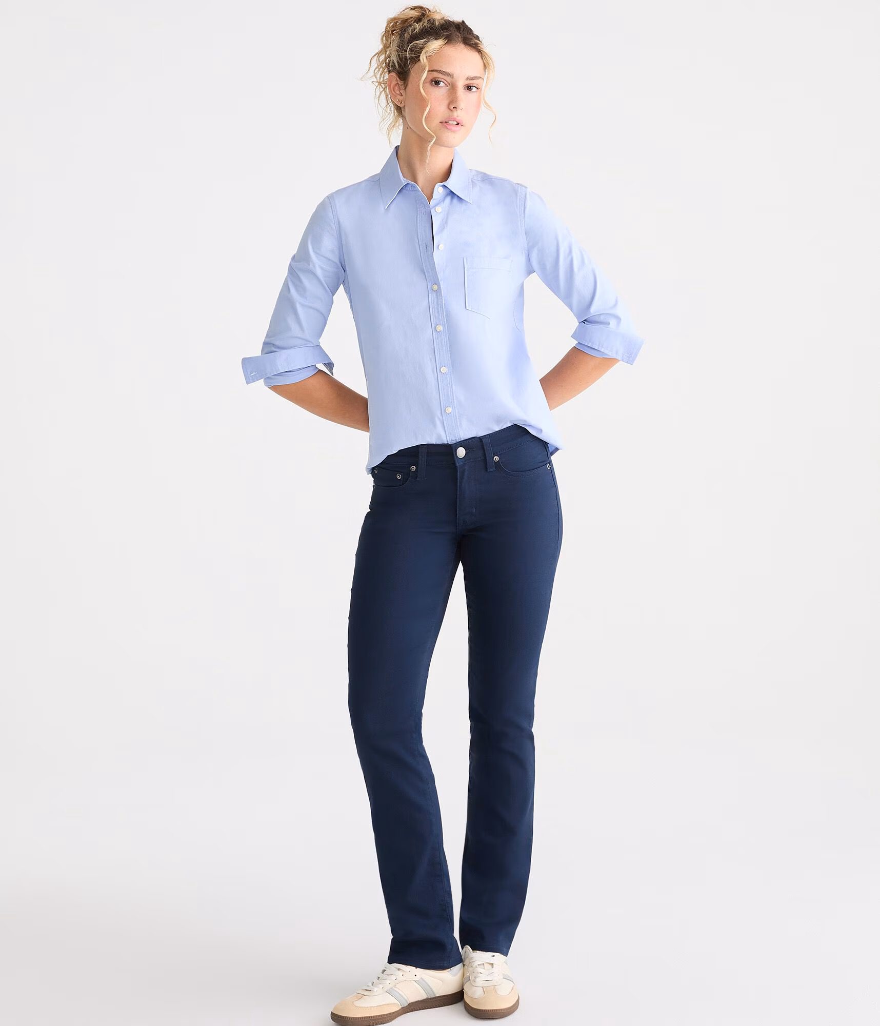 Seriously Stretchy Mid-Rise Straight Uniform Pants navy prep