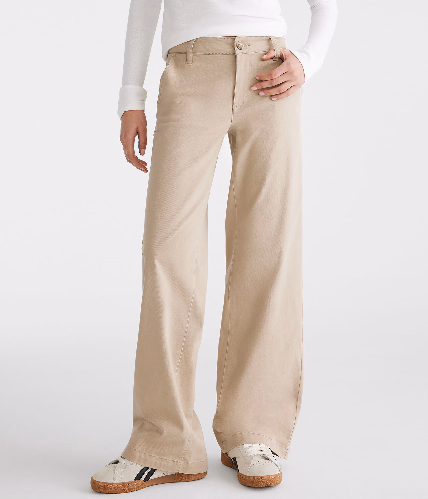 Low-Rise Baggy Wide Leg Pants summer tan