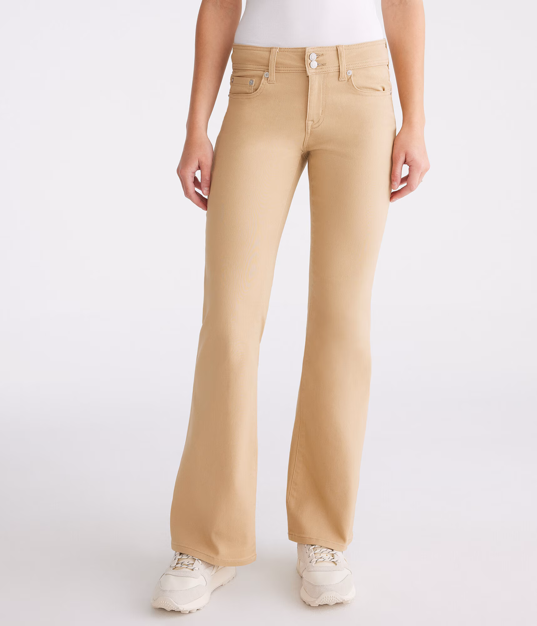 Mid-Rise Flare Uniform Pants summer tan