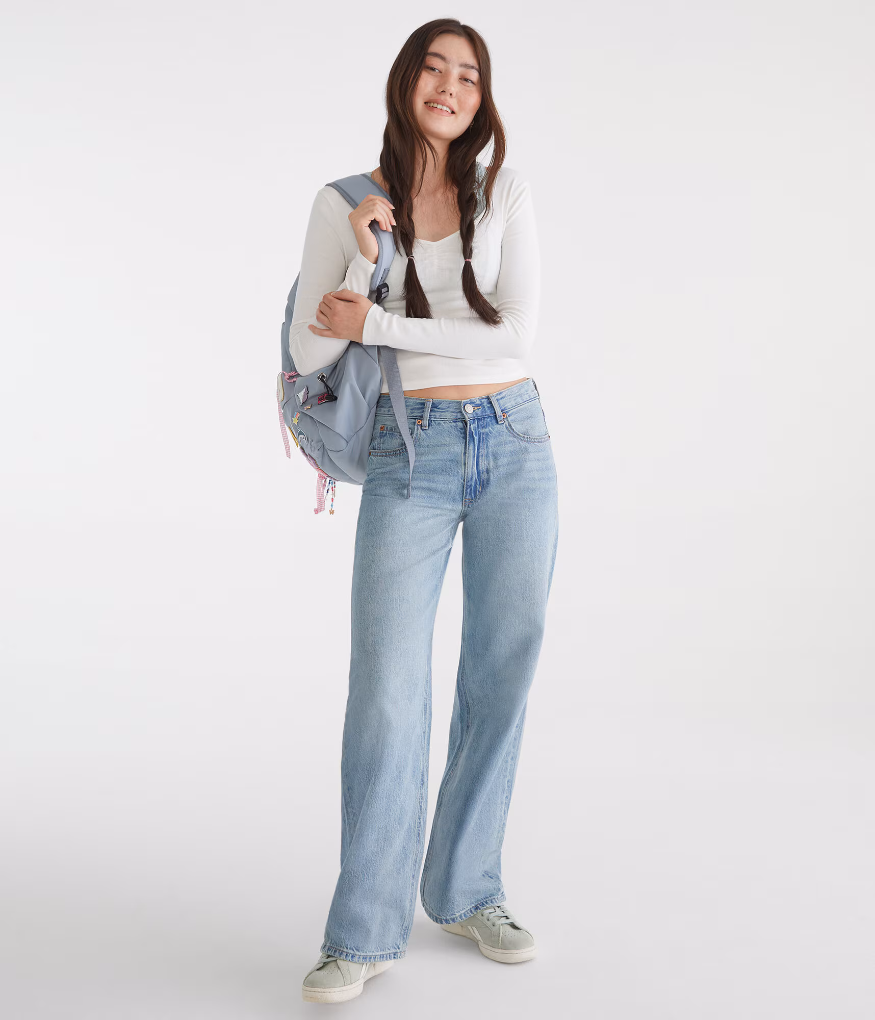 High-Waisted Baggy Wide Leg Jean medium wash