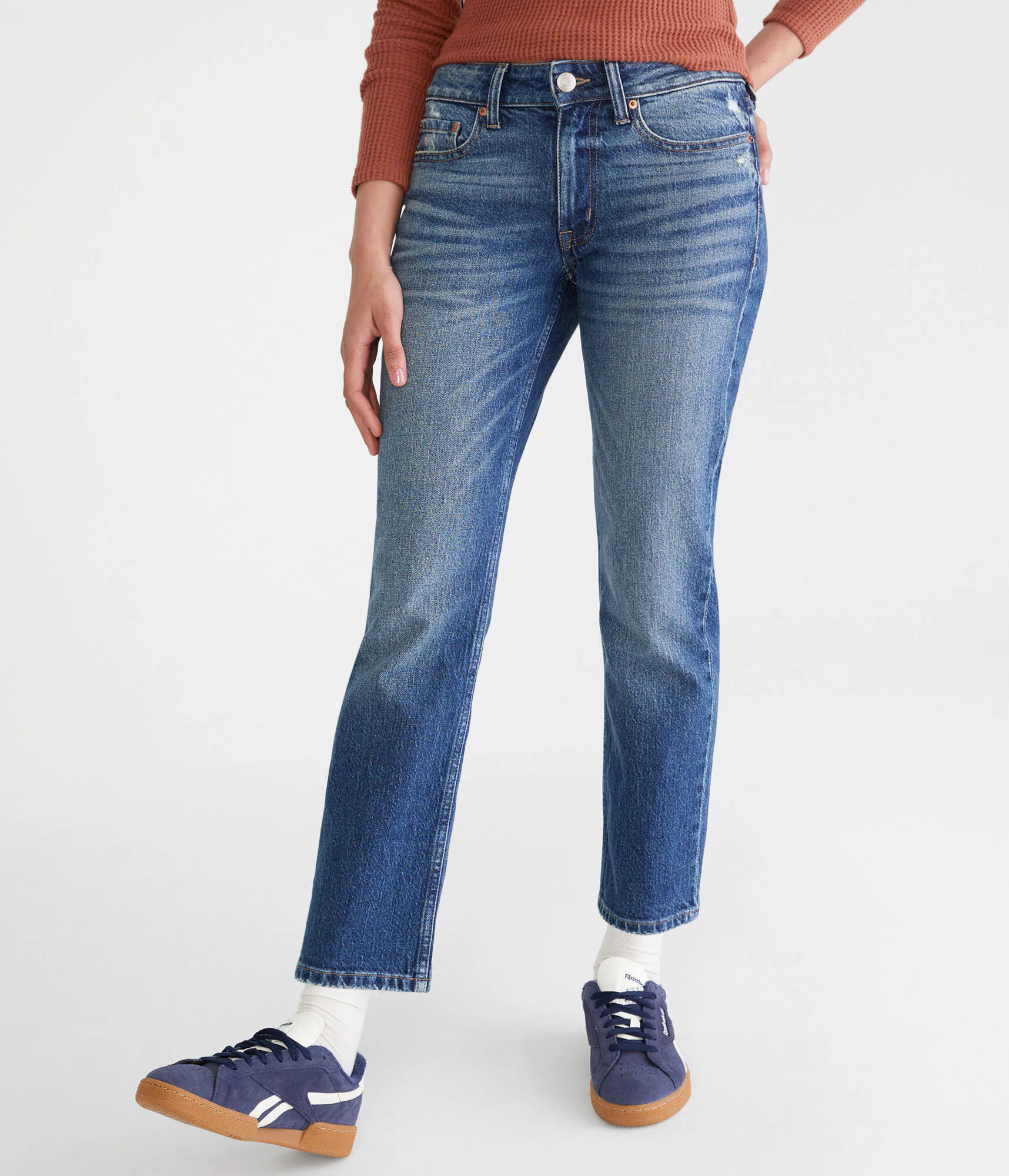 Mid-Rise Straight Ankle Jean dark wash