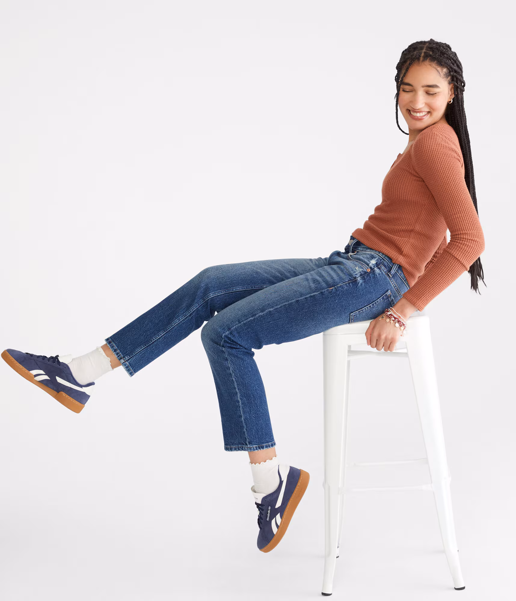 Mid-Rise Straight Ankle Jean dark wash