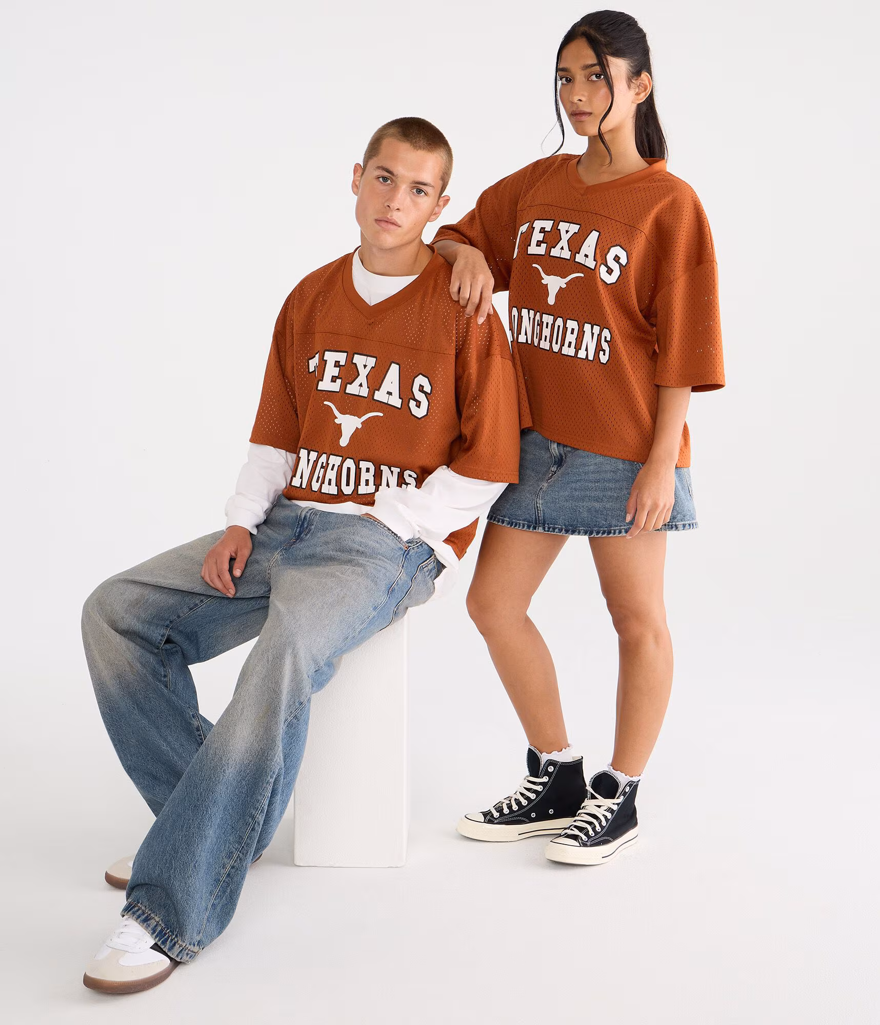 Texas Longhorns Boxy Mesh V-Neck Top goldfish