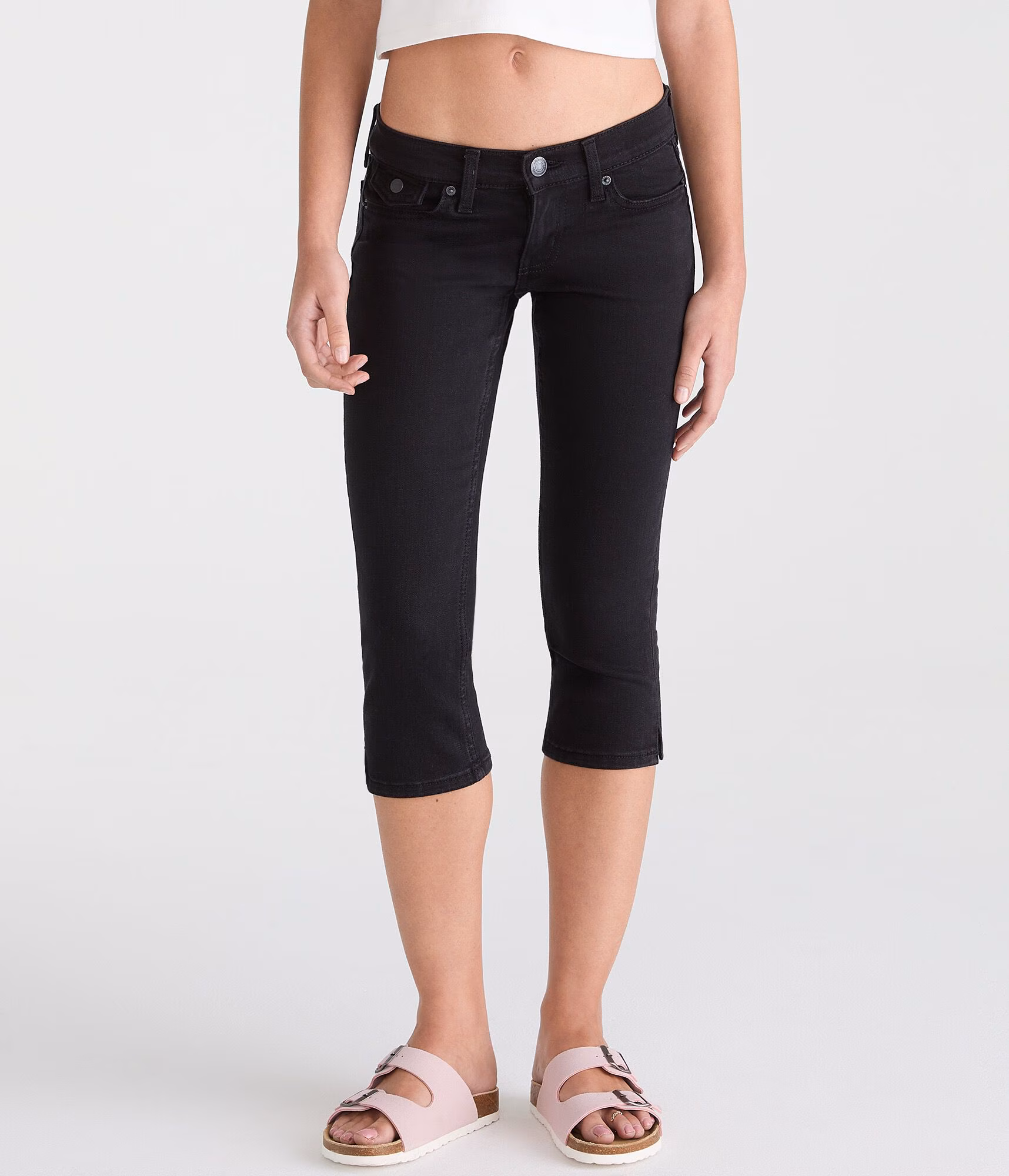Super Low-Rise Skinny Denim Capris black