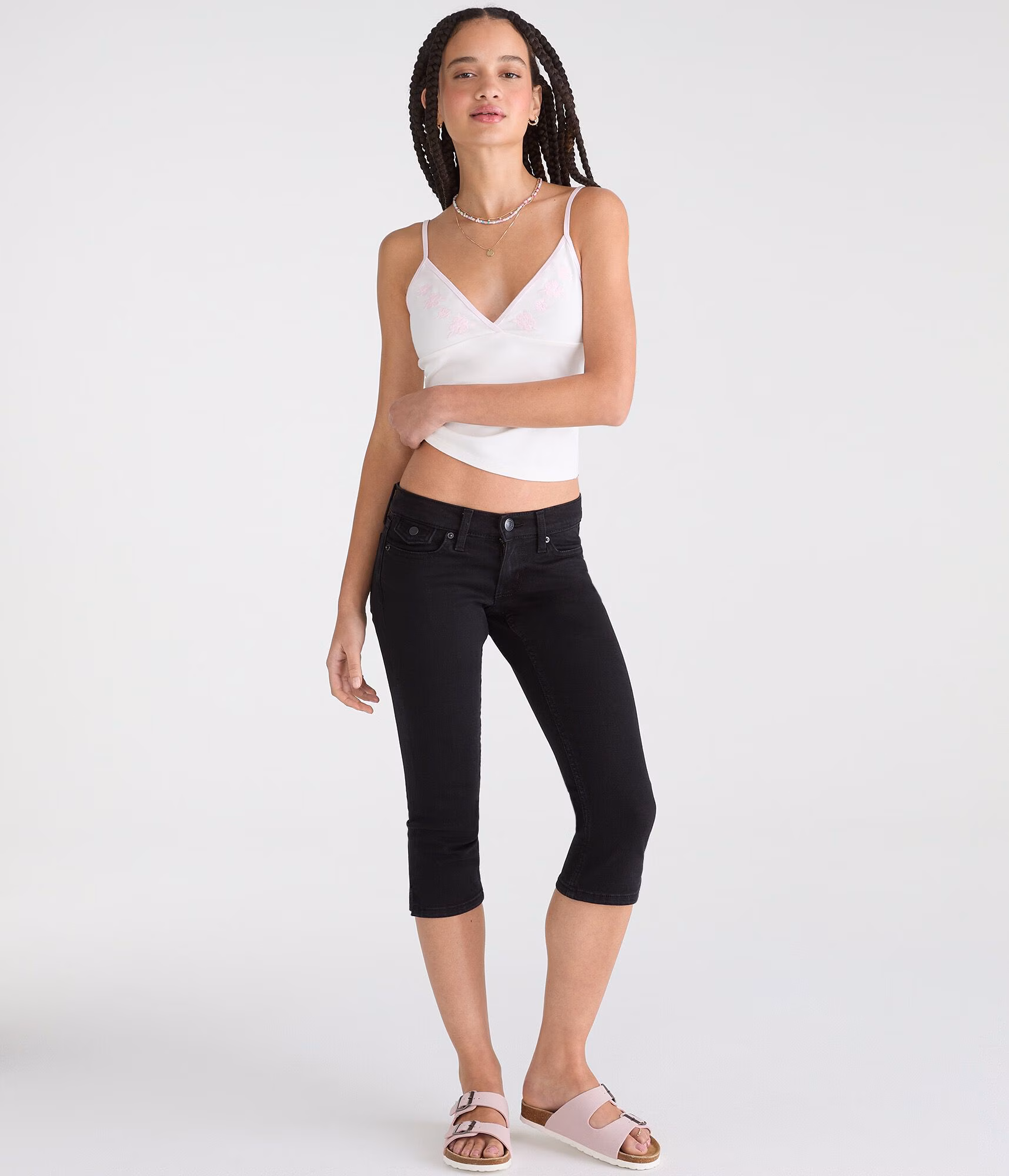 Super Low-Rise Skinny Denim Capris black