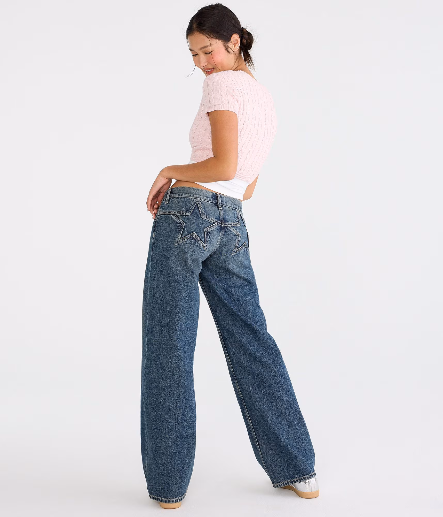 Super Low-Rise Baggy Wide Leg Star Jean dark wash