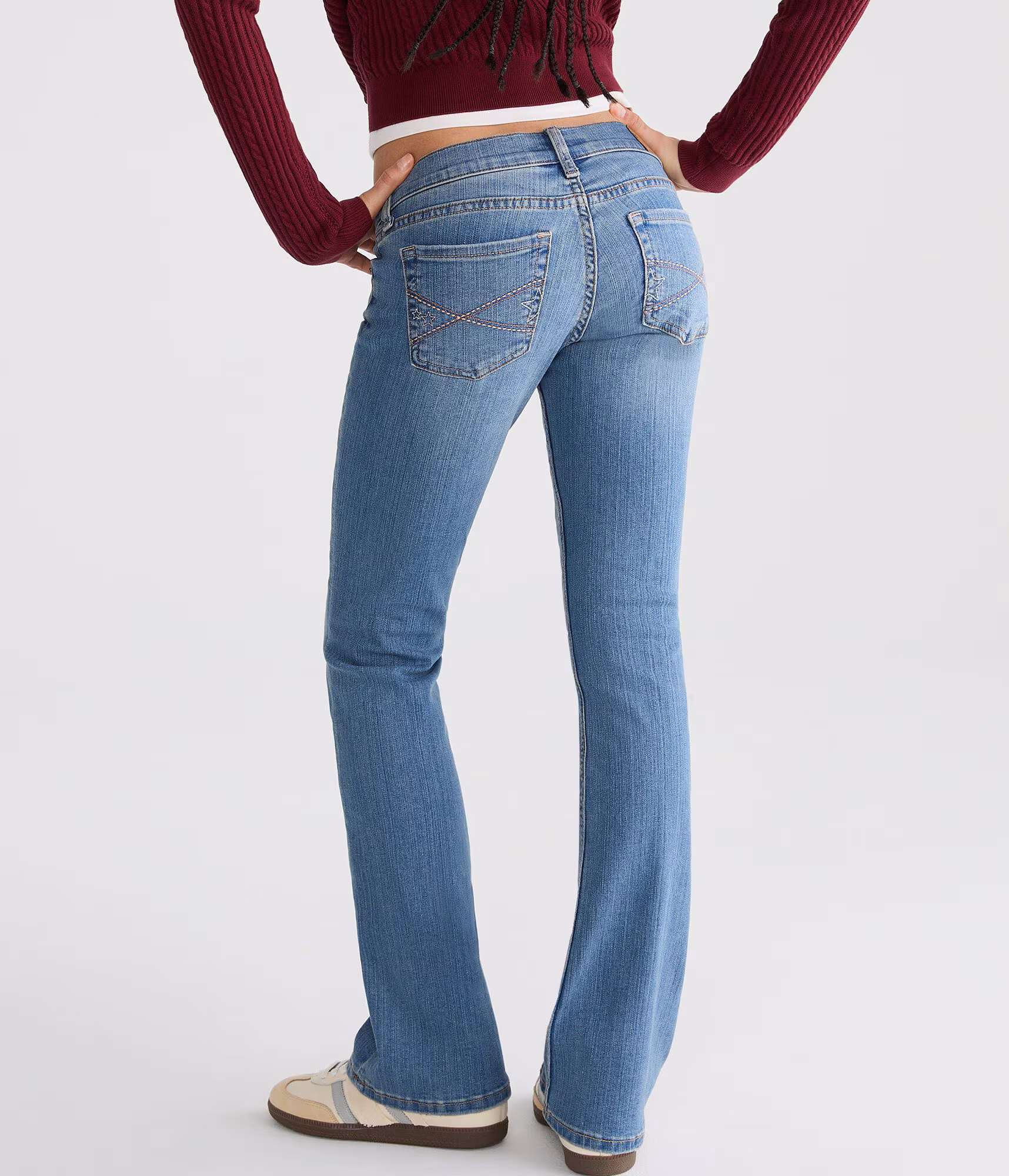 Super Low-Rise Bootcut Star Pocket Jean medium wash