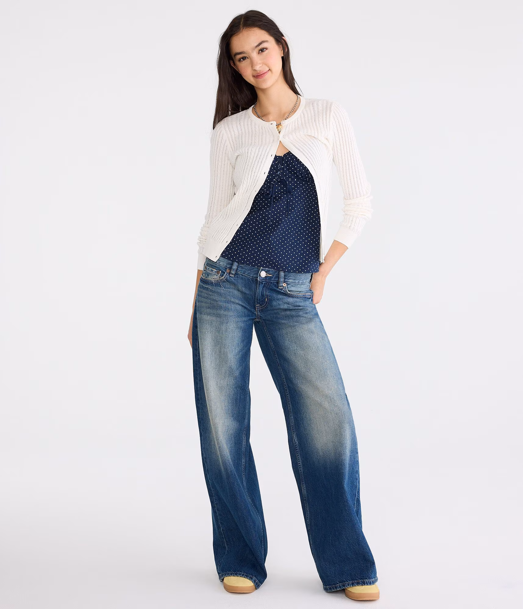 Super Low-Rise Ultra Wide Leg Jean dark wash