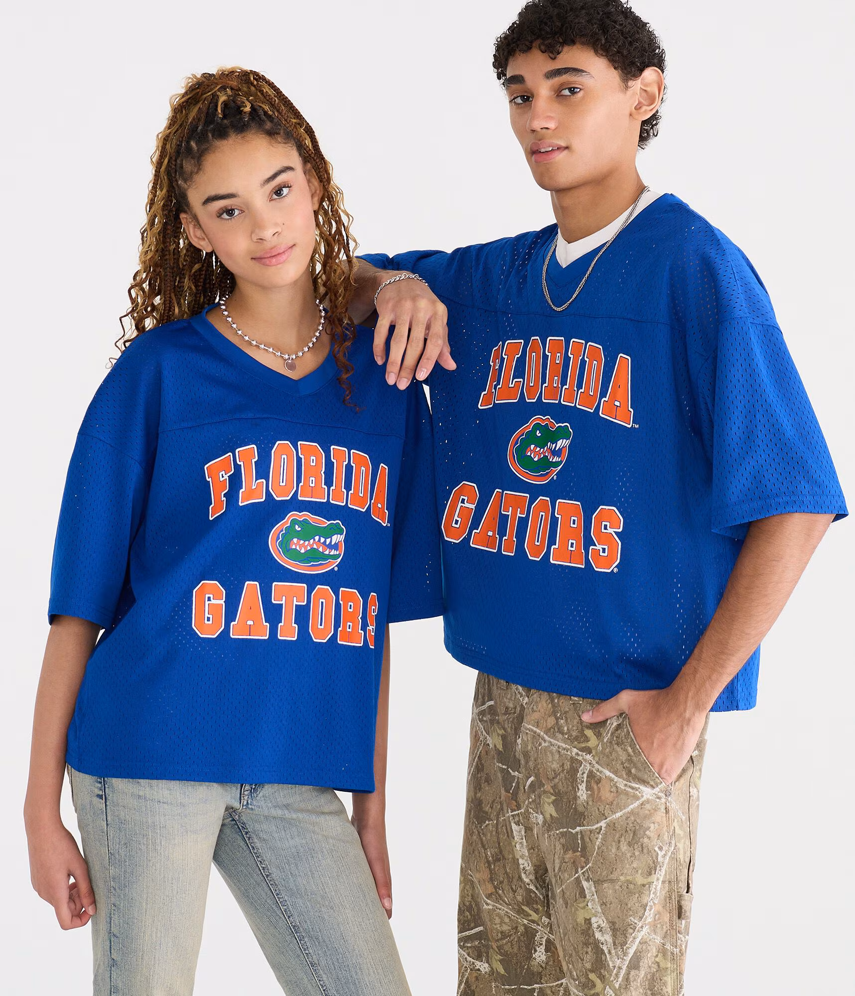 Florida Gators Boxy Mesh V-Neck Top blue