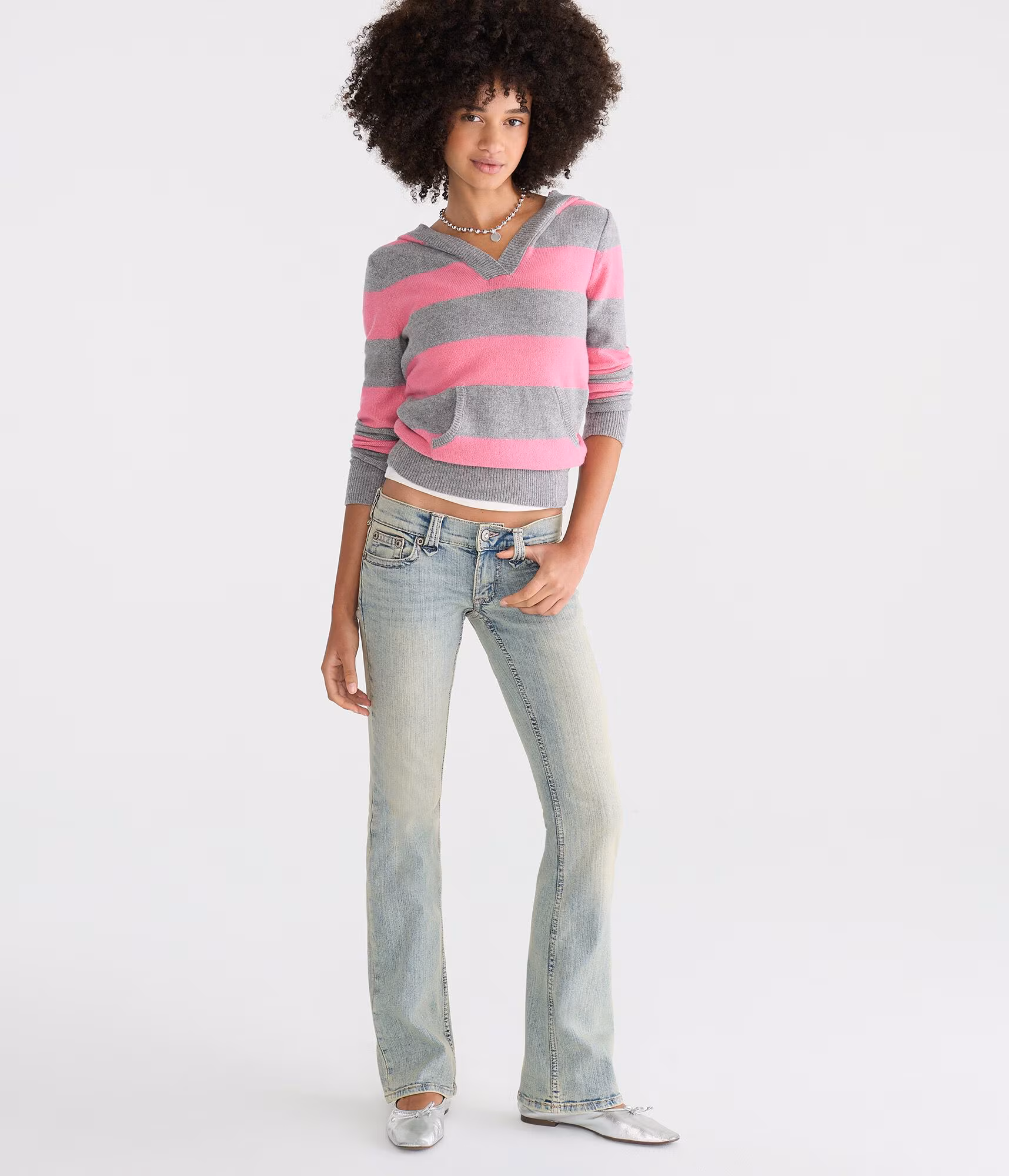 Super Low-Rise Bootcut Rhinestone Wings Jean light wash