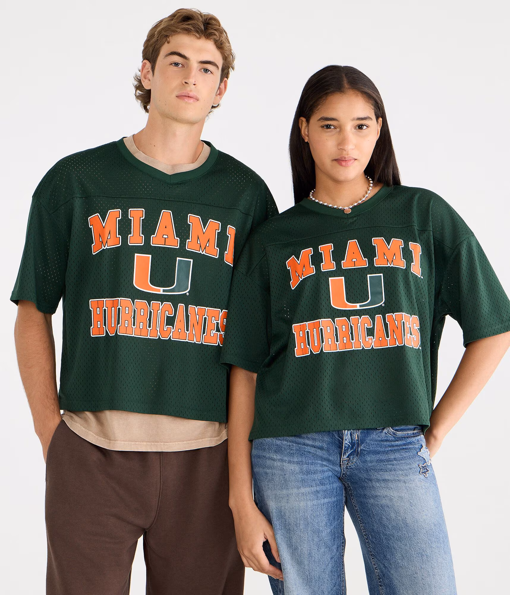 Miami Hurricanes Boxy Mesh V-Neck Top green