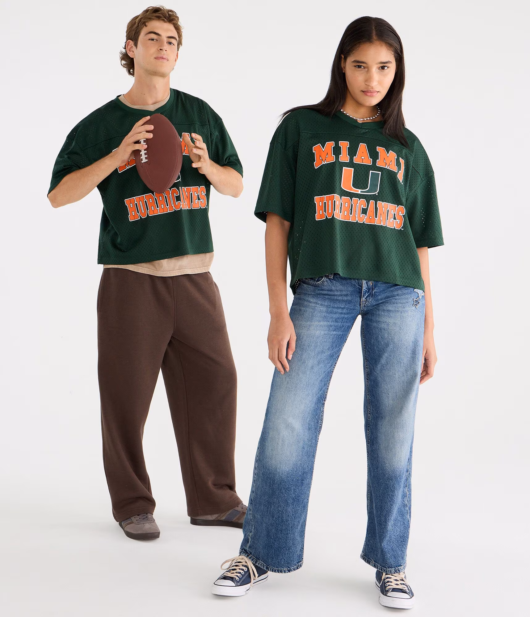 Miami Hurricanes Boxy Mesh V-Neck Top green