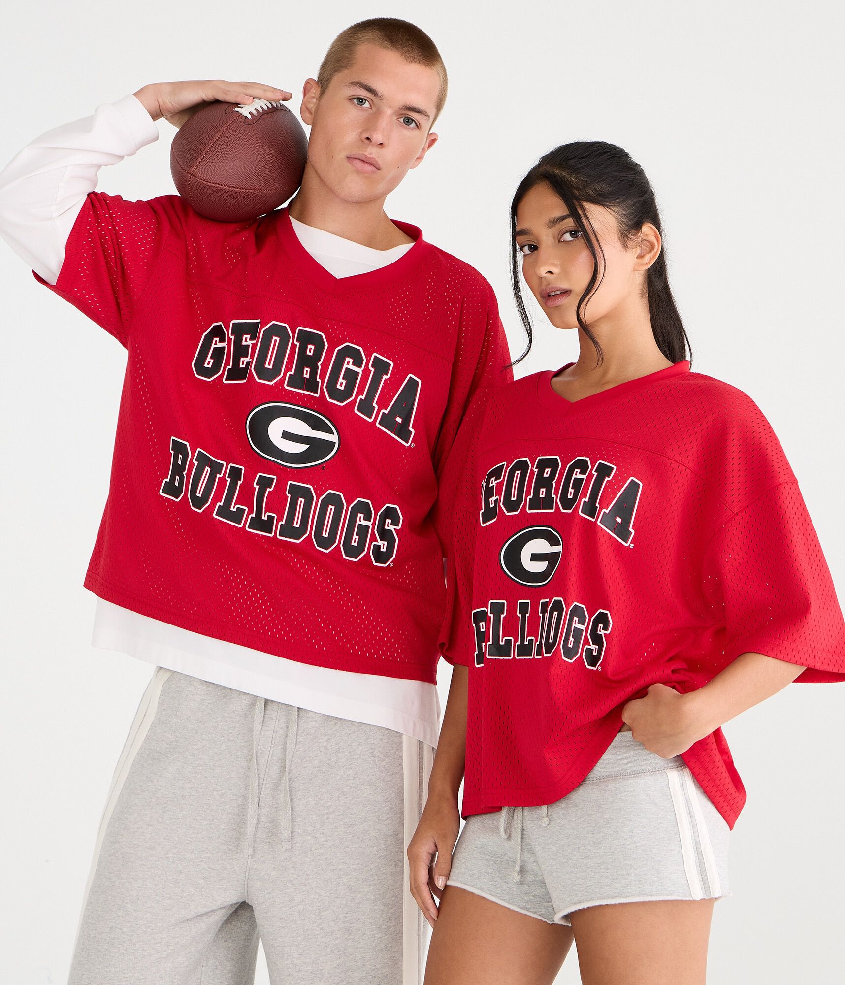 Georgia Bulldogs Boxy Mesh V-Neck Top red