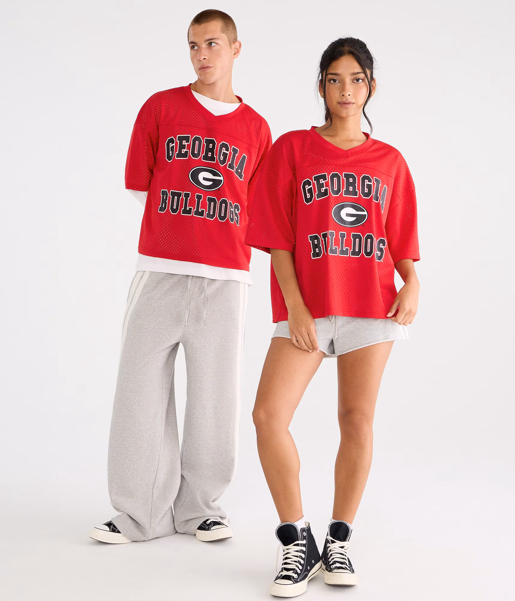 Georgia Bulldogs Boxy Mesh V-Neck Top red